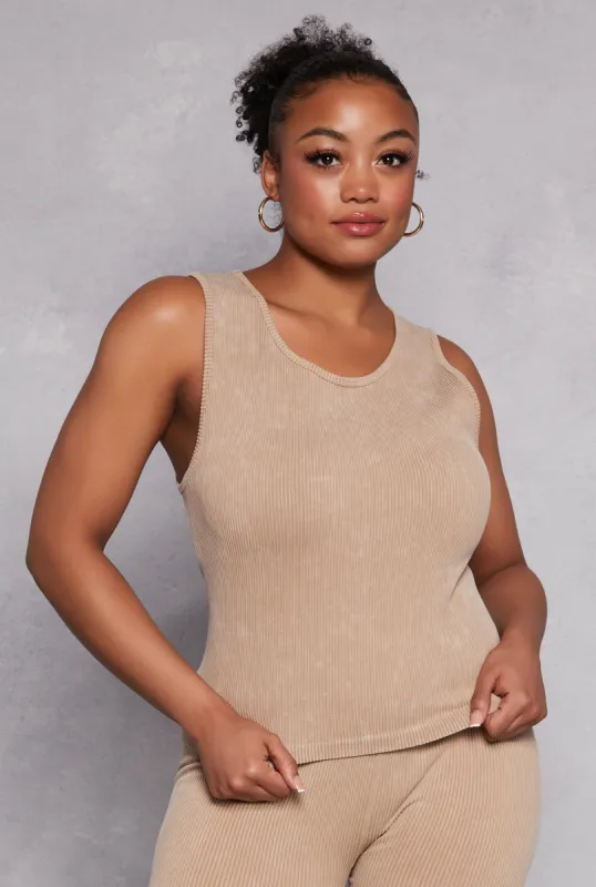 Plus Size Seamless Acid Wash Tank Top sold by Rainbow