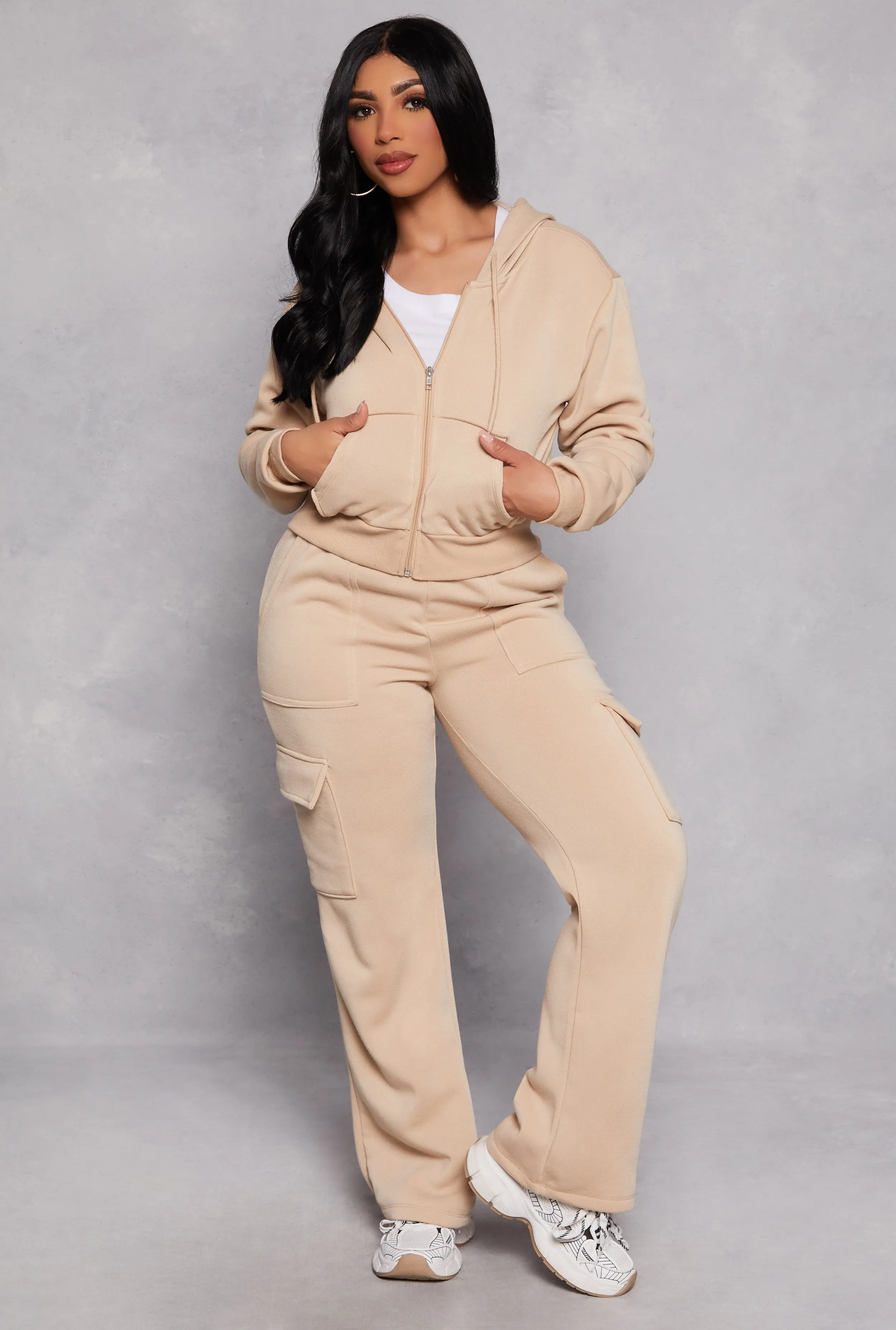 Fleece Zip Front Cropped Hoodie sold by Rainbow product image thumbnail 2