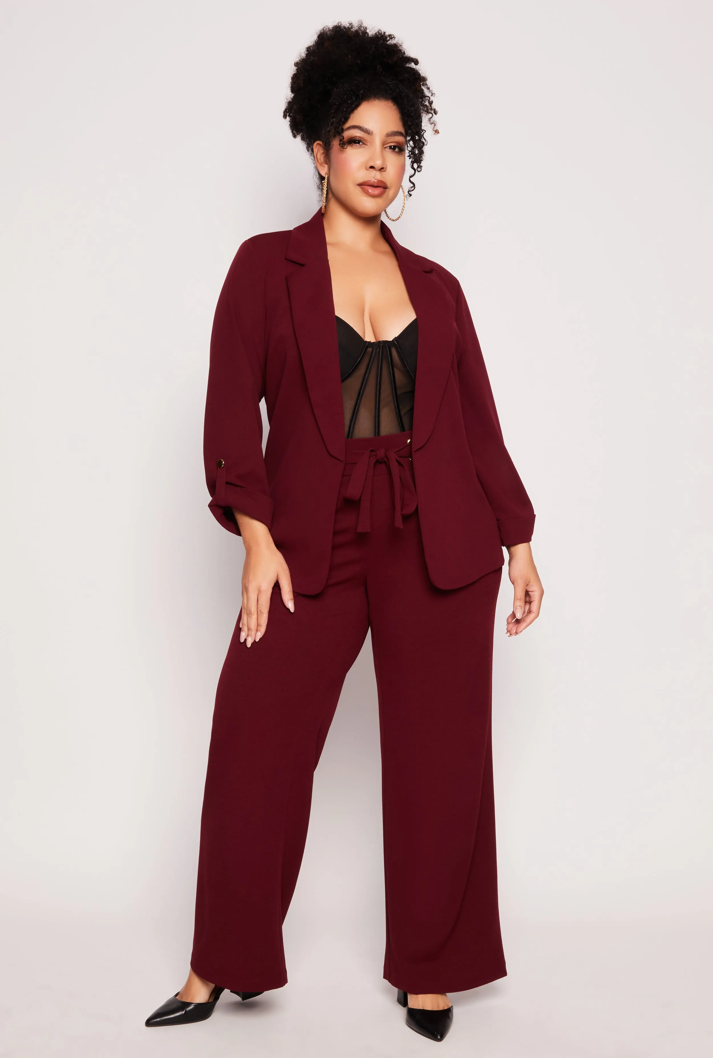 Plus Size Crepe Knit Wide Leg Pants sold by Rainbow