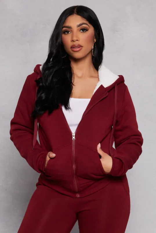 Sherpa Lined Zip Front Hoodie sold by Rainbow