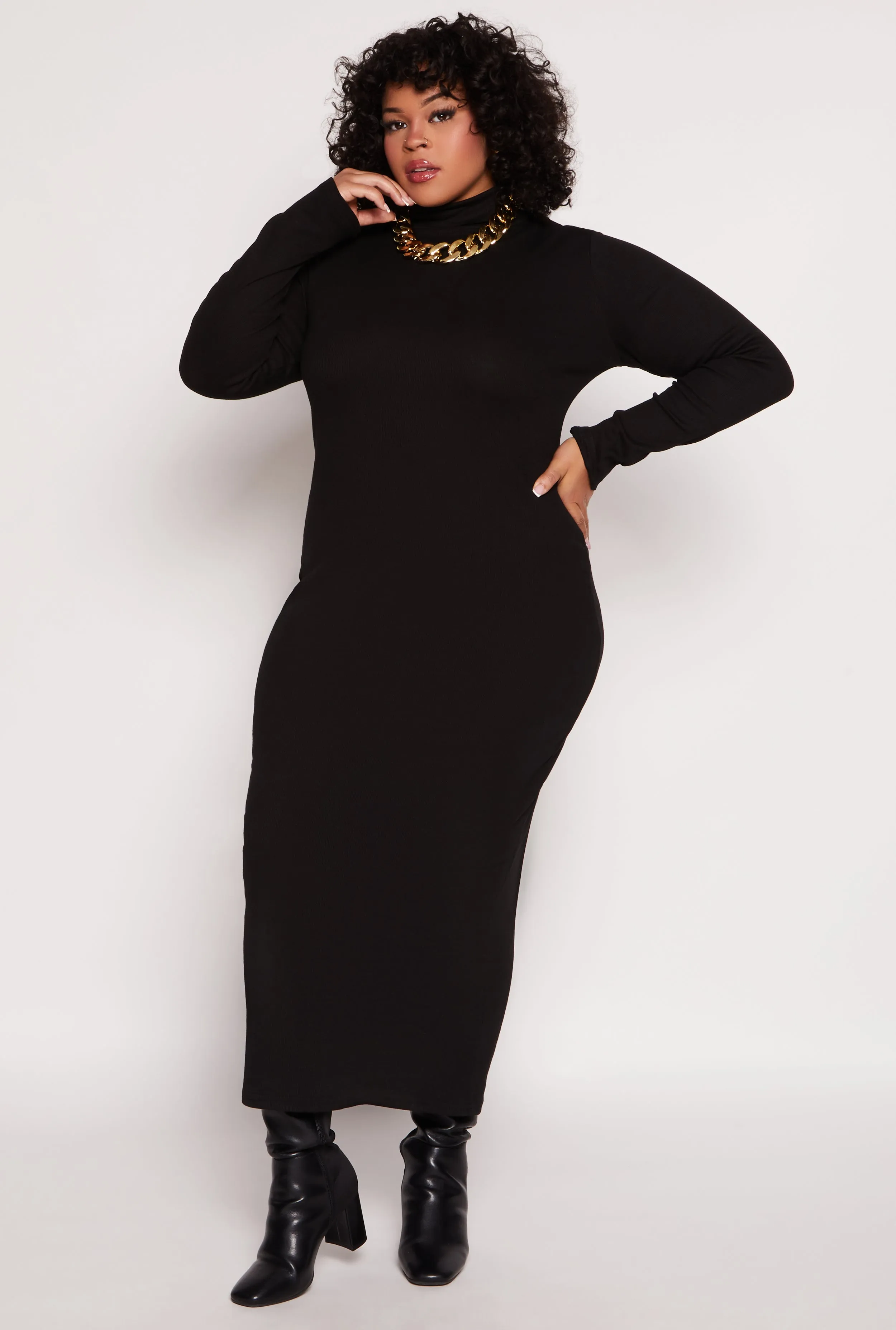 Plus Size Daisy Turtleneck Long Sleeve Dress sold by Rainbow product image thumbnail 2