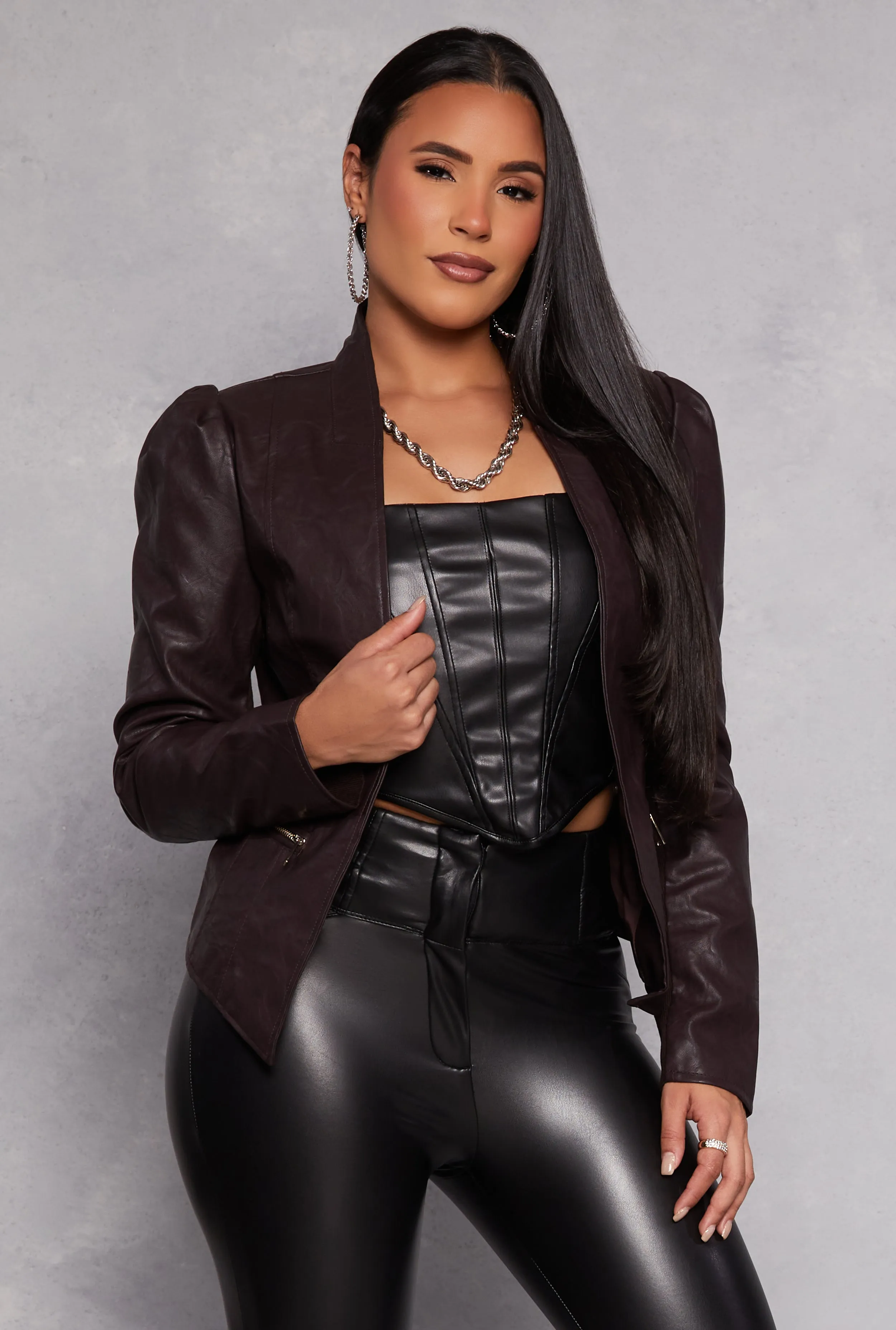 Haute Monde Faux Fur Trim Faux Leather Jacket sold by Rainbow product image thumbnail 5