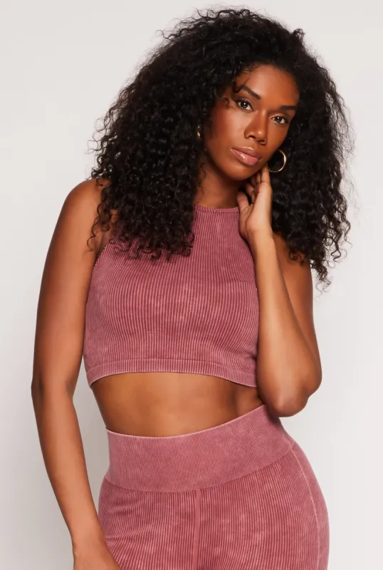 Seamless Ribbed Knit Cropped Tank Top sold by Rainbow