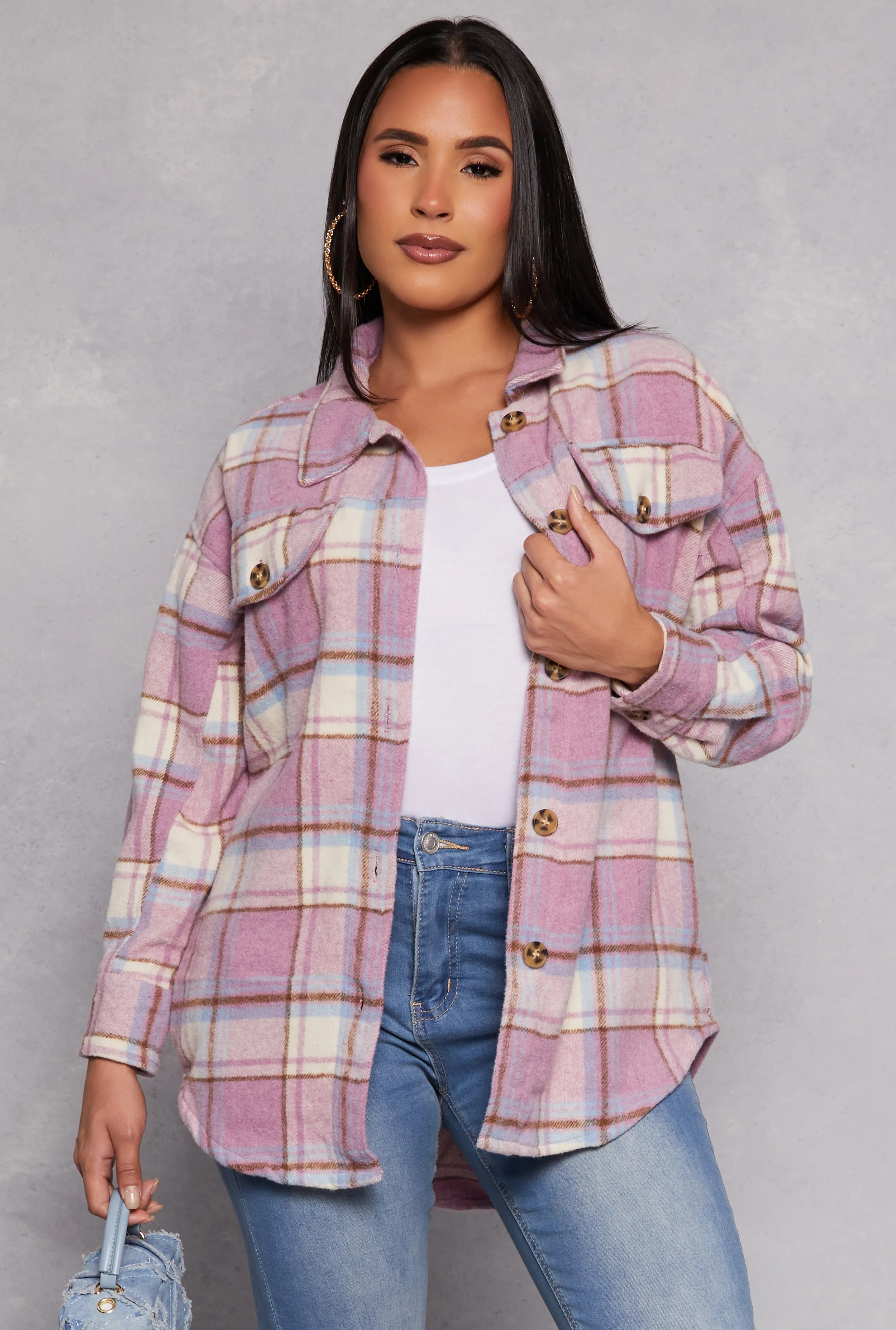Spoon Jeans Plaid Tunic Shirt sold by Rainbow