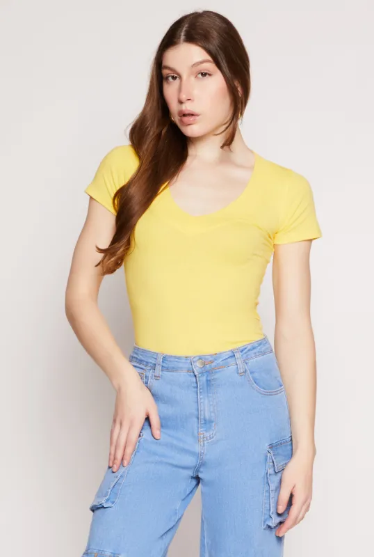 Short Sleeve V Neck T Shirt sold by Rainbow