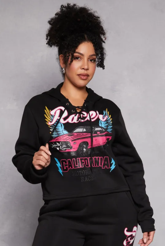 Plus Size Racer California Hooded Sweatshirt sold by Rainbow