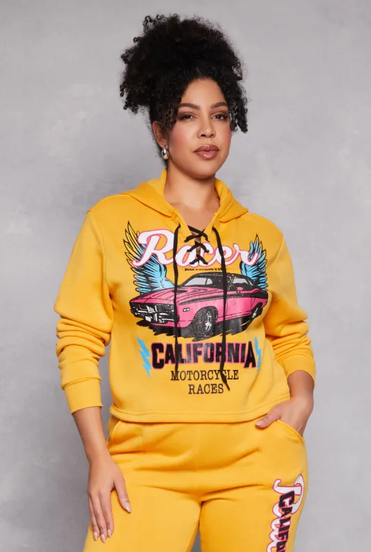 Plus Size Racer California Hooded Sweatshirt sold by Rainbow