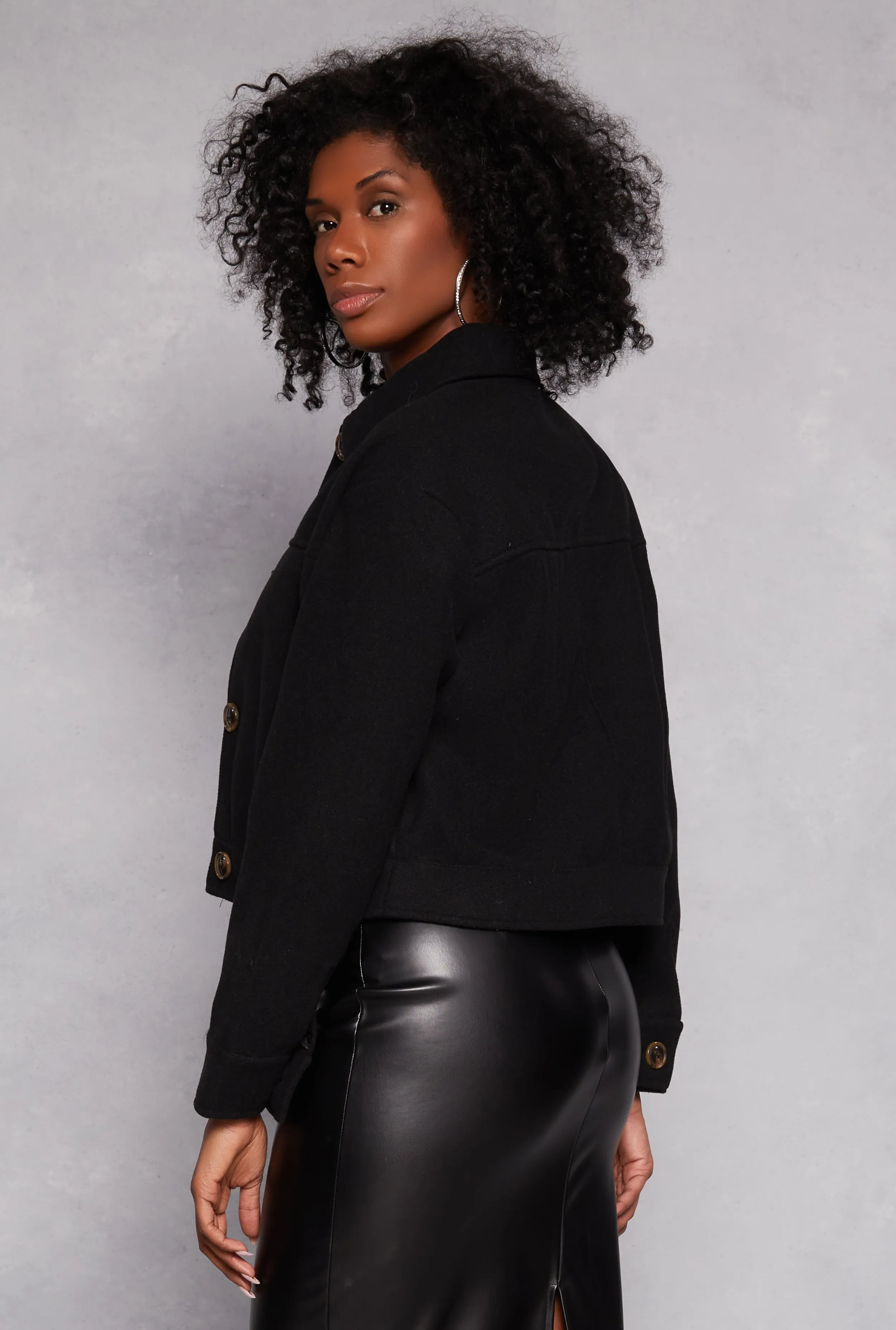 Wool Button Down Cropped Jacket sold by Rainbow product image thumbnail 3