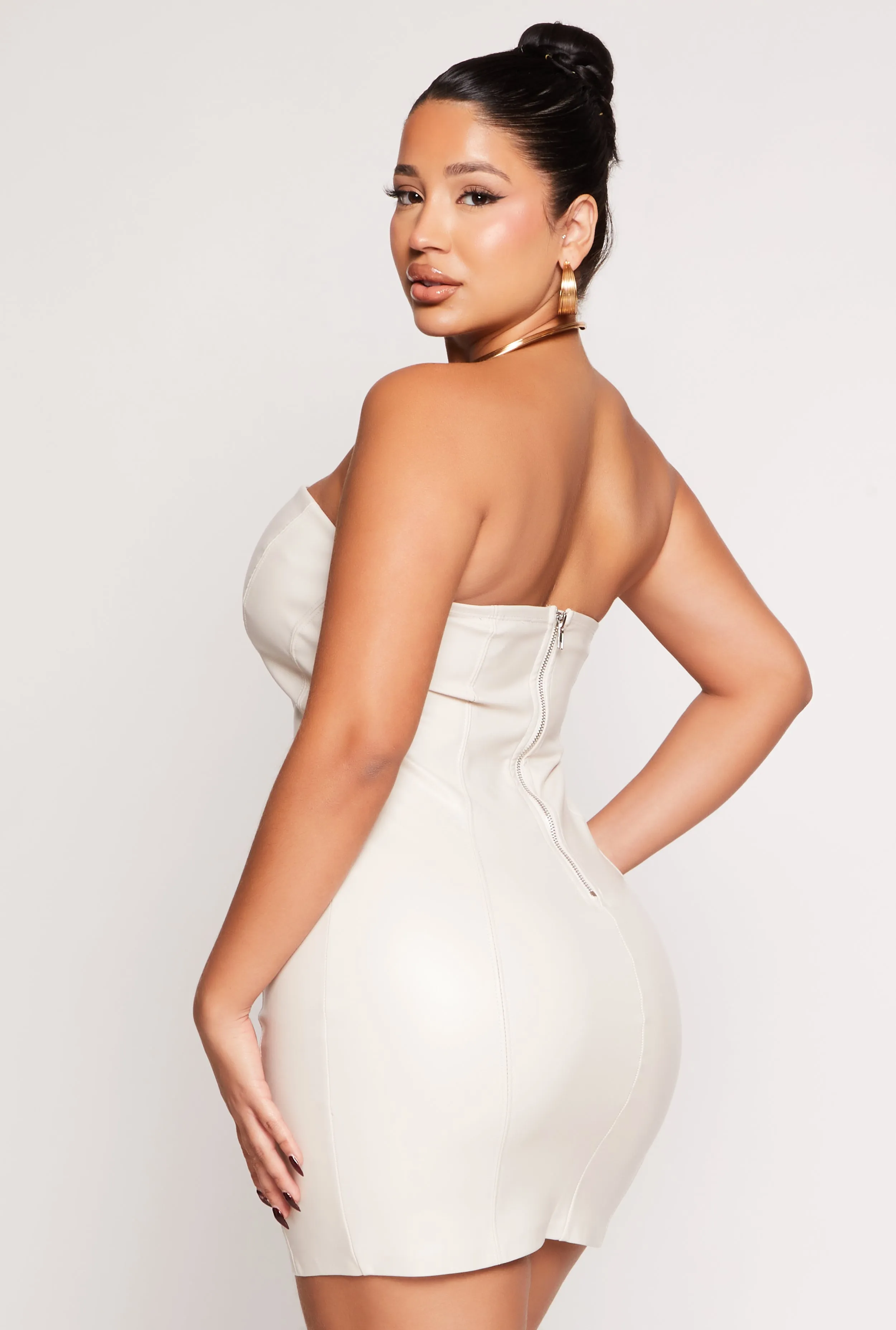 Iris Faux Leather Notch Neck Tube Dress sold by Rainbow product image thumbnail 3