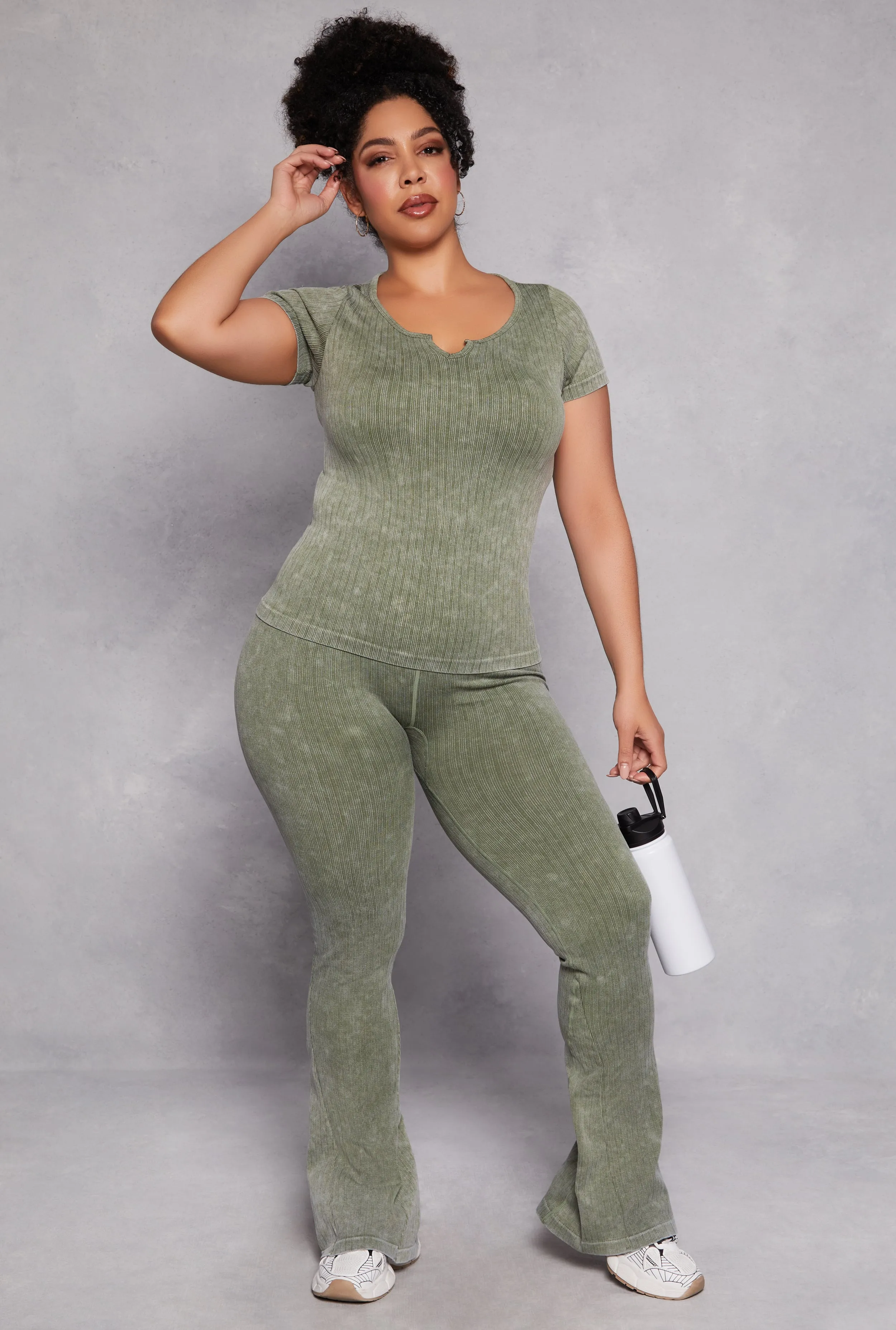 Plus Size Acid Wash Seamless Notch Neck Top sold by Rainbow product image thumbnail 2