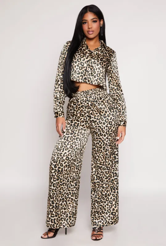 Haute Monde Leopard Print Satin Pants sold by Rainbow