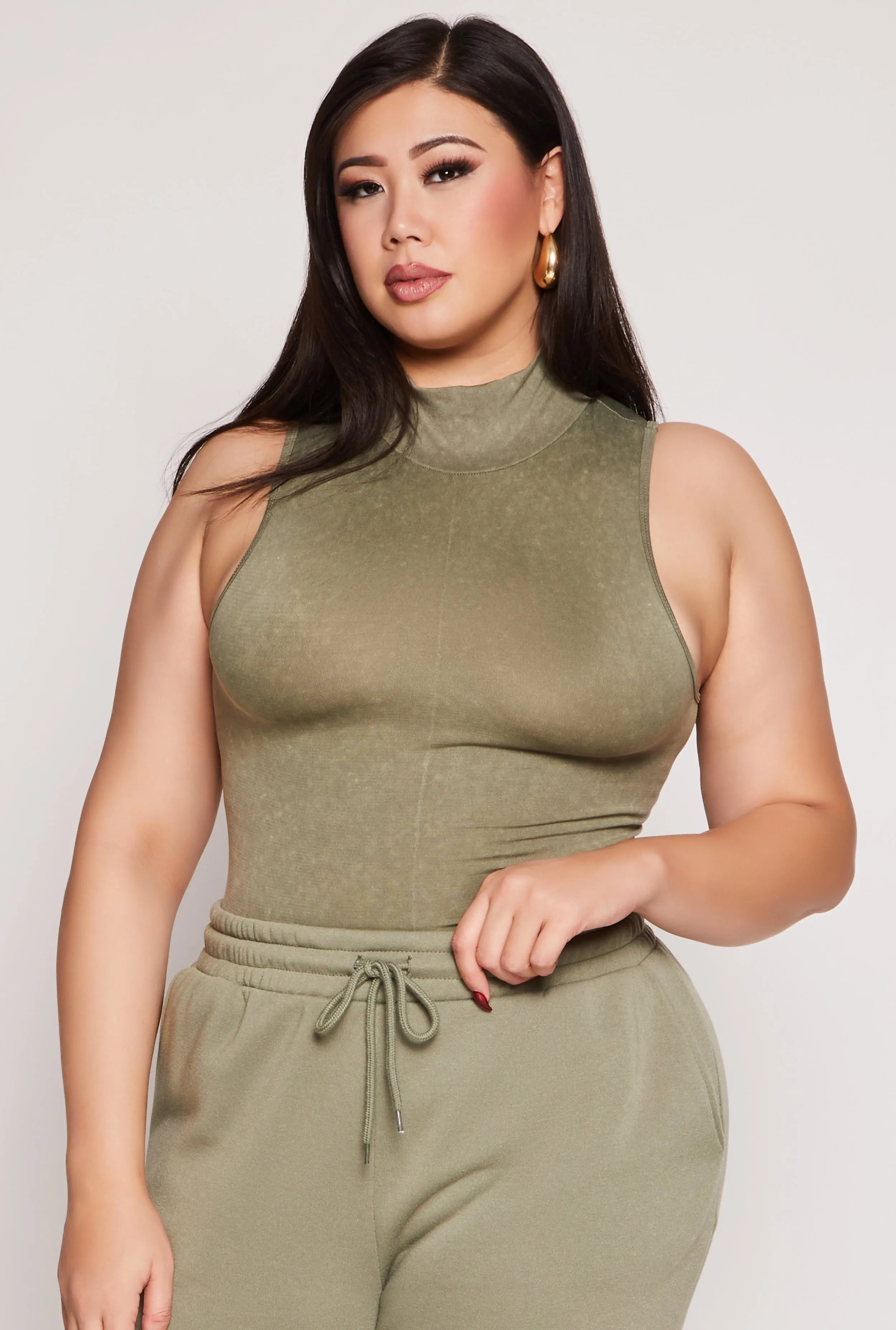 Plus Size Mock Neck Tank Top sold by Rainbow