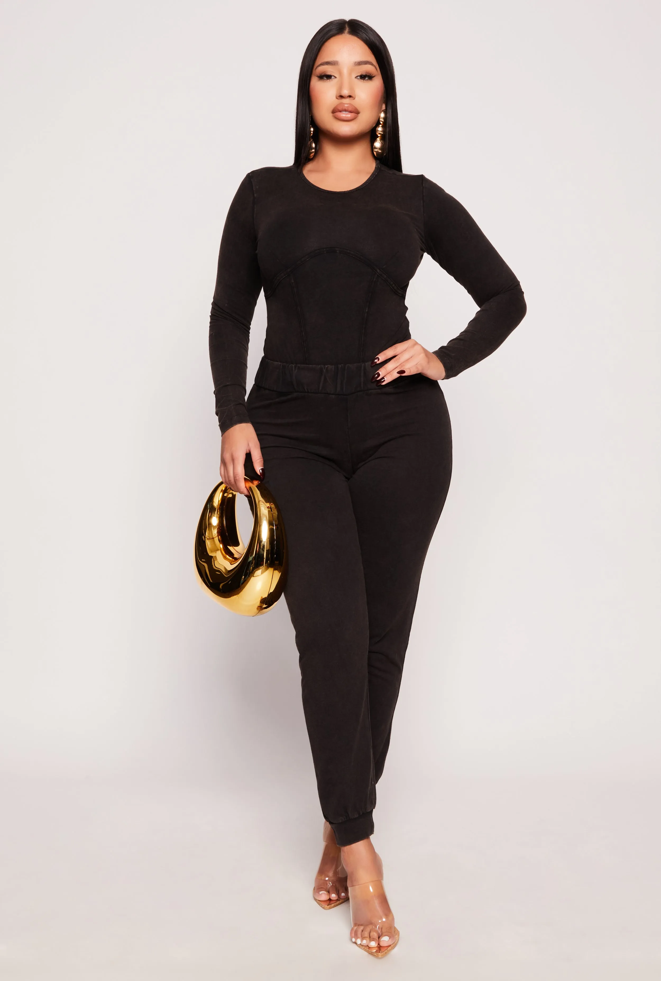 Acid Wash Long Sleeve Bodysuit sold by Rainbow product image thumbnail 2