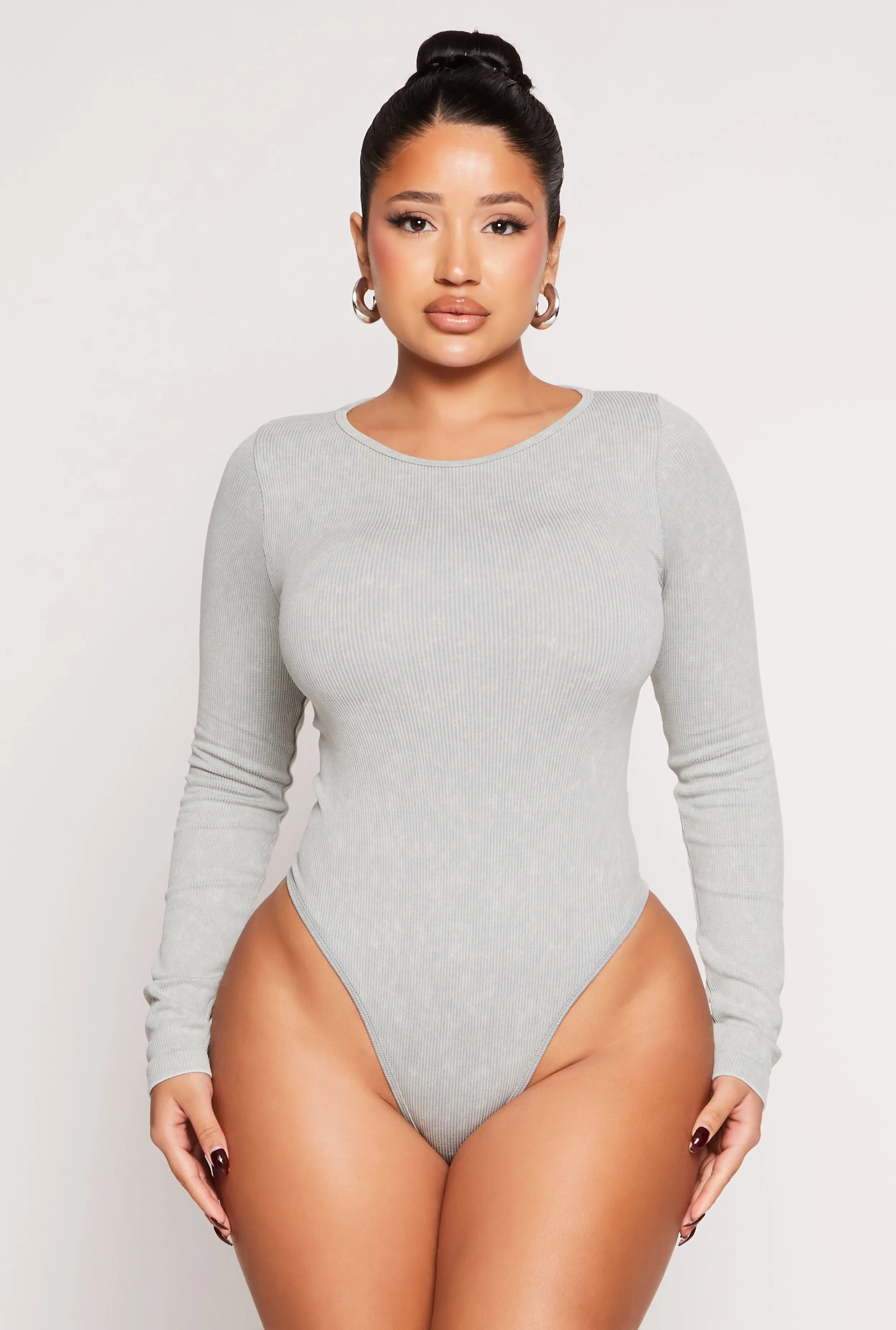 Seamless Acid Wash Long Sleeve Bodysuit sold by Rainbow
