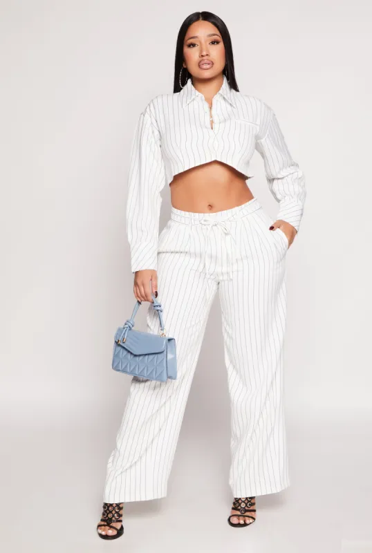 Tie Waist Belted Pinstripe Pants sold by Rainbow