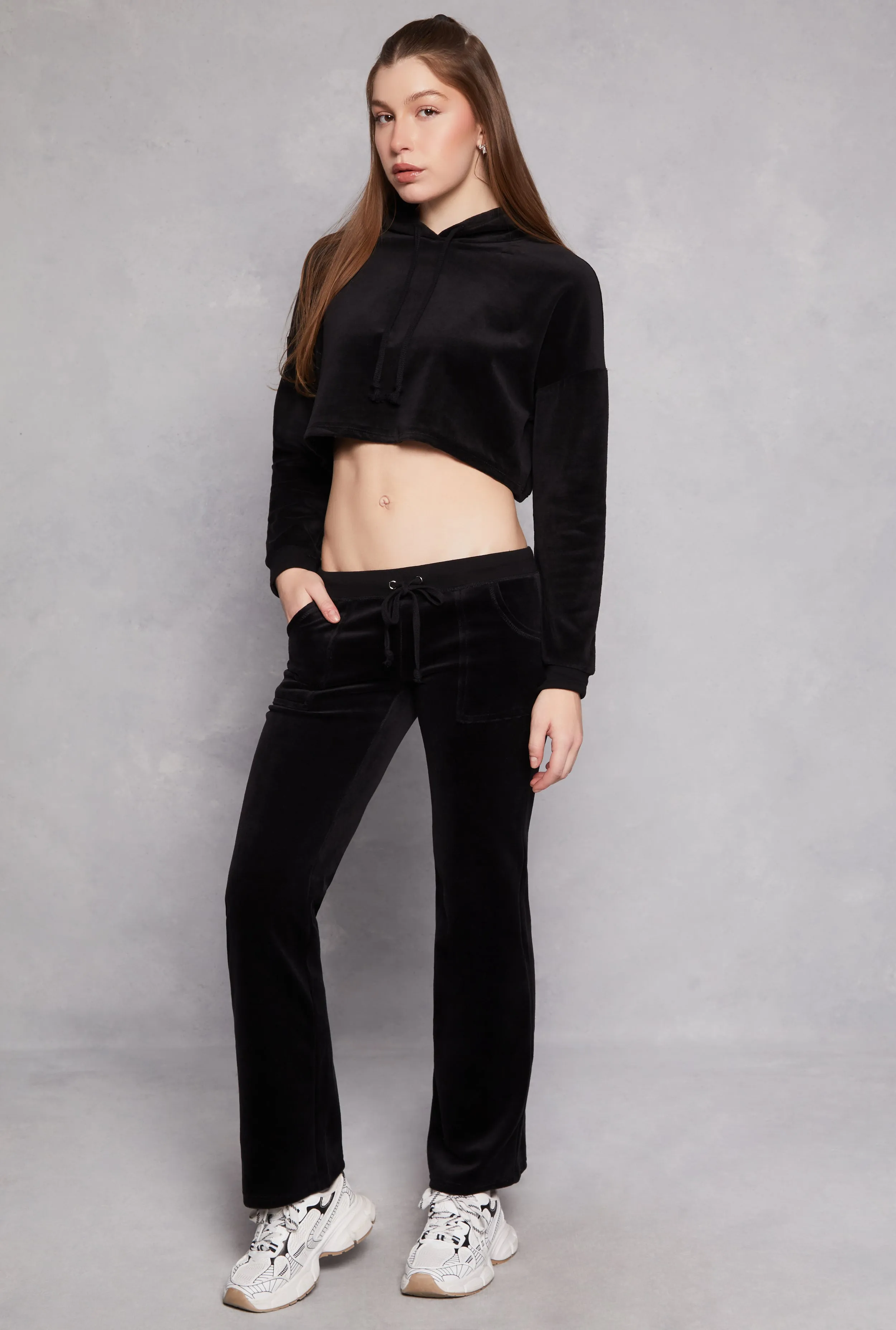 Velour Pullover Cropped Hoodie sold by Rainbow product image thumbnail 2