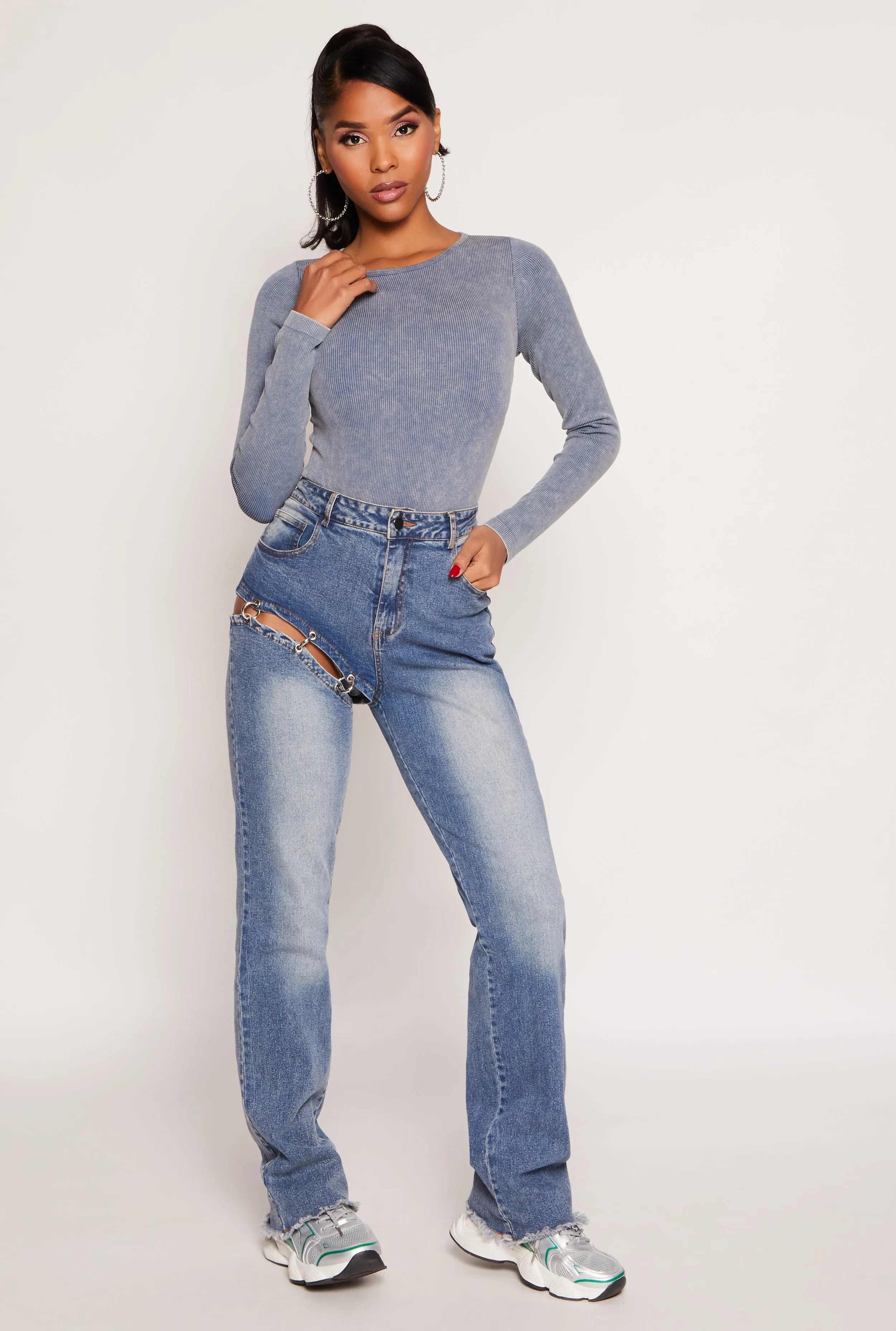 Seamless Acid Wash Long Sleeve Bodysuit sold by Rainbow product image thumbnail 2