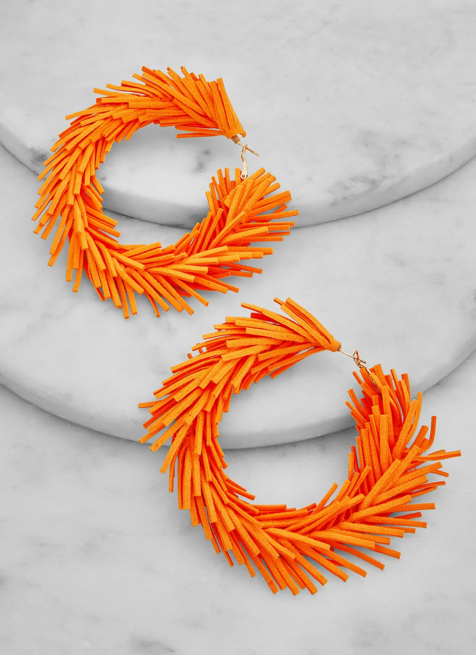 Faux Suede Fringe Hoop Earrings sold by Rainbow product image thumbnail 2