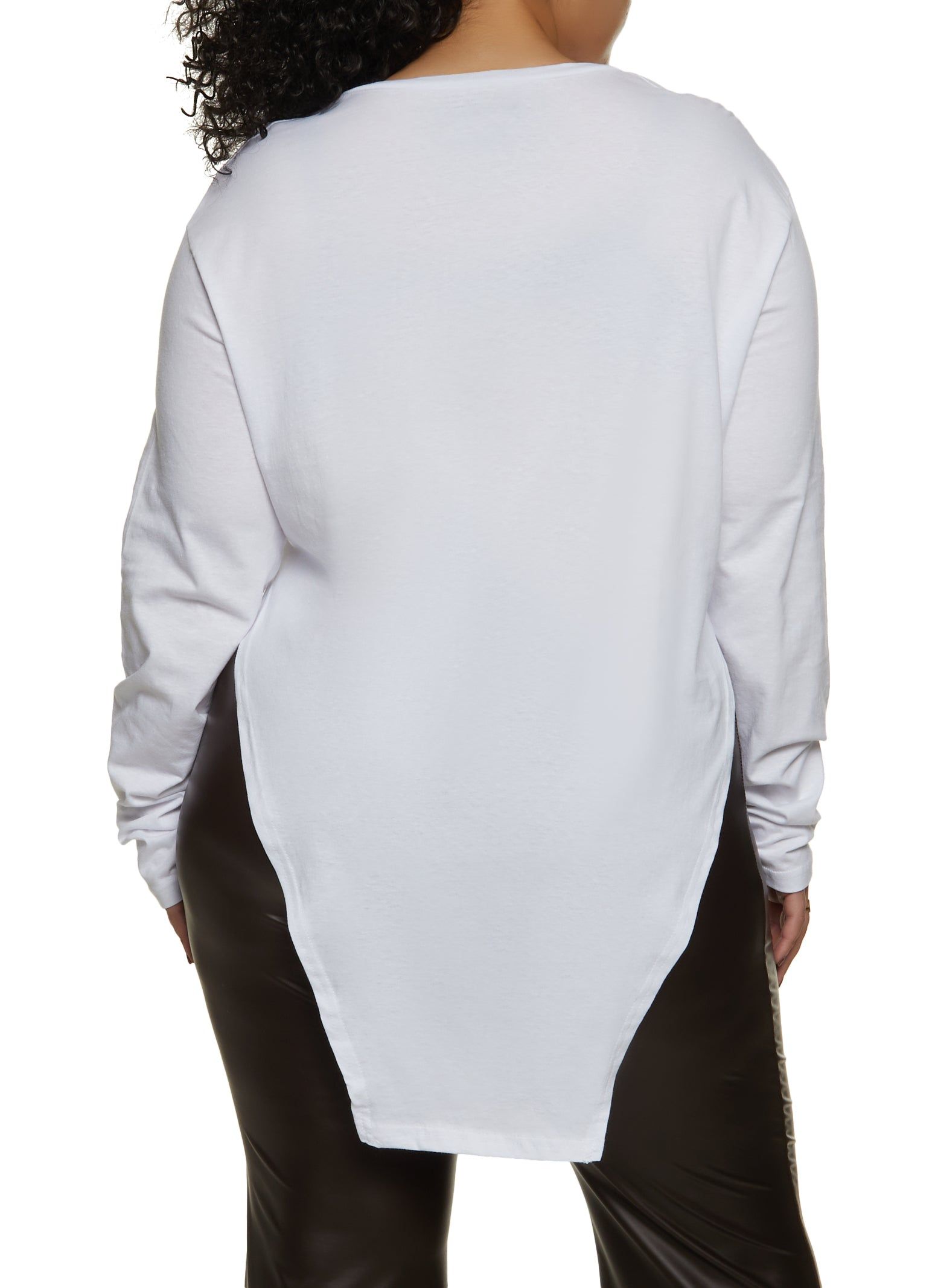 Plus Size Notch Neck Hanky Hem Tee sold by Rainbow product image thumbnail 2