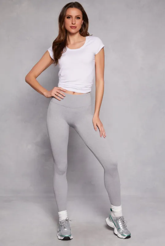 Seamless Fleece Ribbed Knit Leggings sold by Rainbow