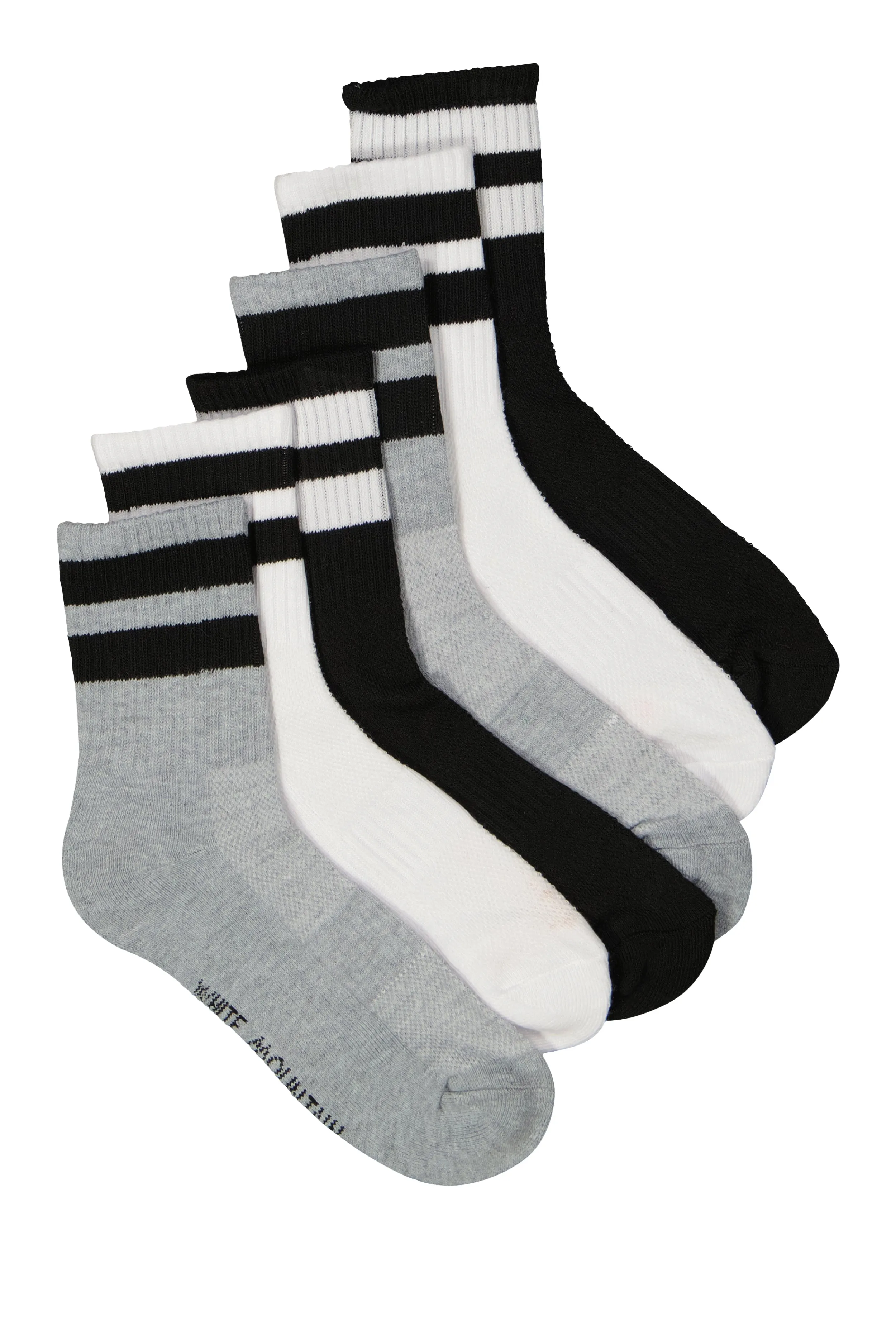 Performance Mid Crew Socks 6 Pack Set sold by Rainbow