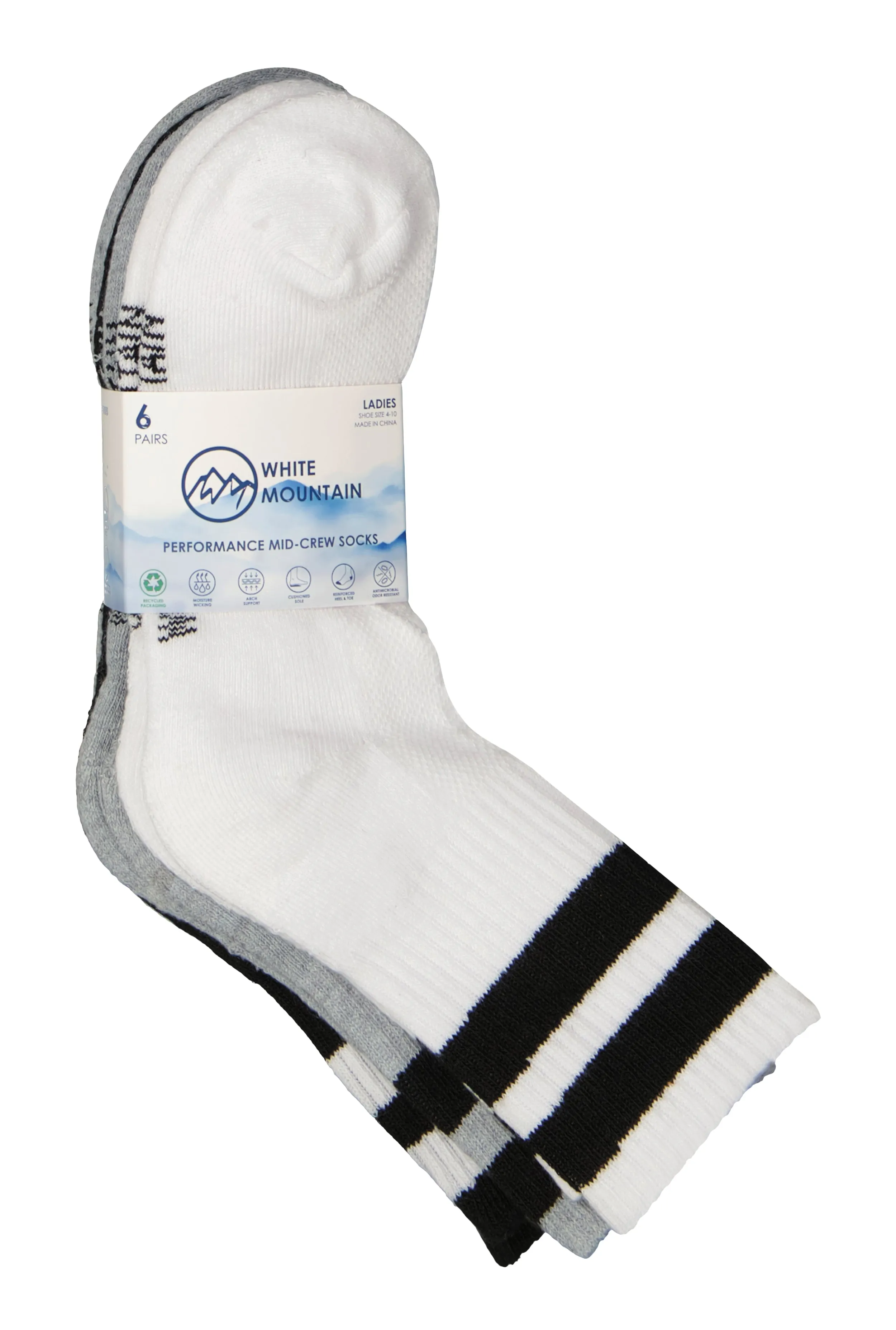 Performance Mid Crew Socks 6 Pack Set sold by Rainbow product image thumbnail 3