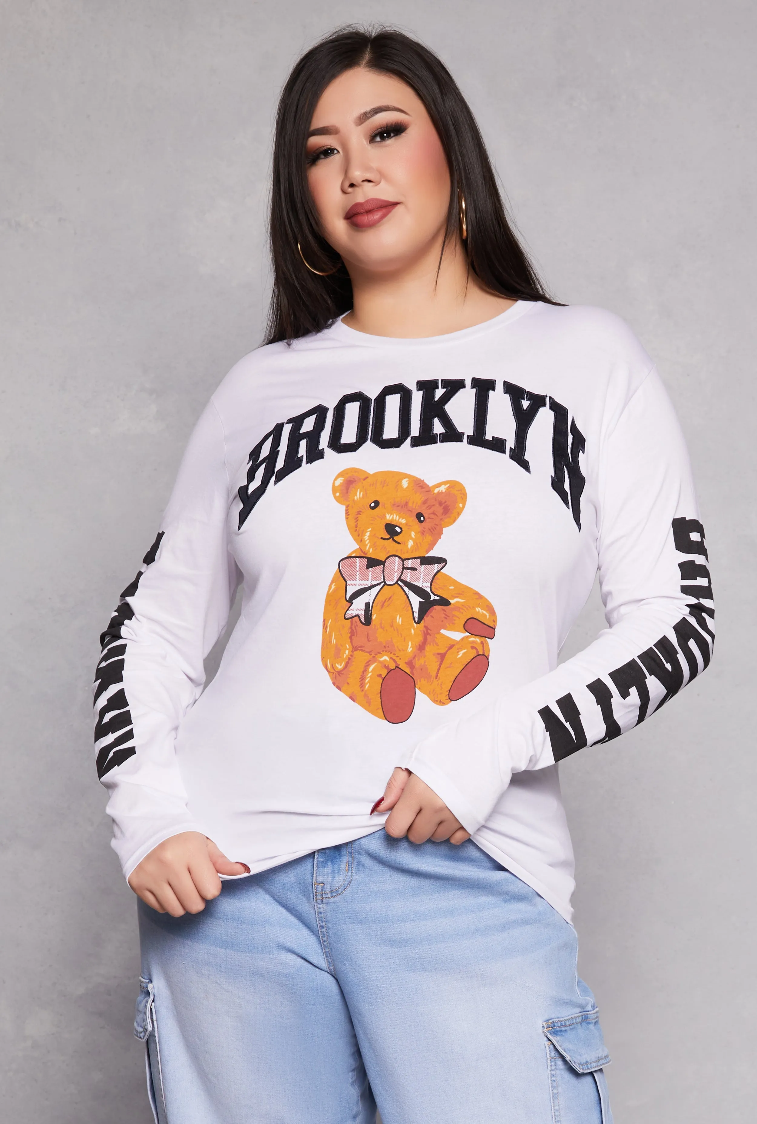 Plus Size Teddy Bear Brooklyn Graphic Tee sold by Rainbow