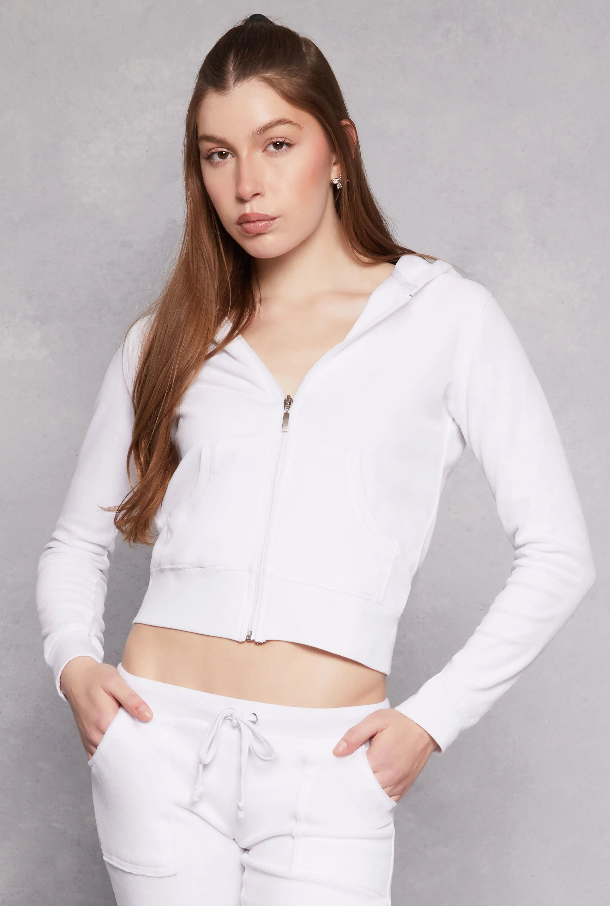 Velour Hooded Zip Front Sweatshirt sold by Rainbow