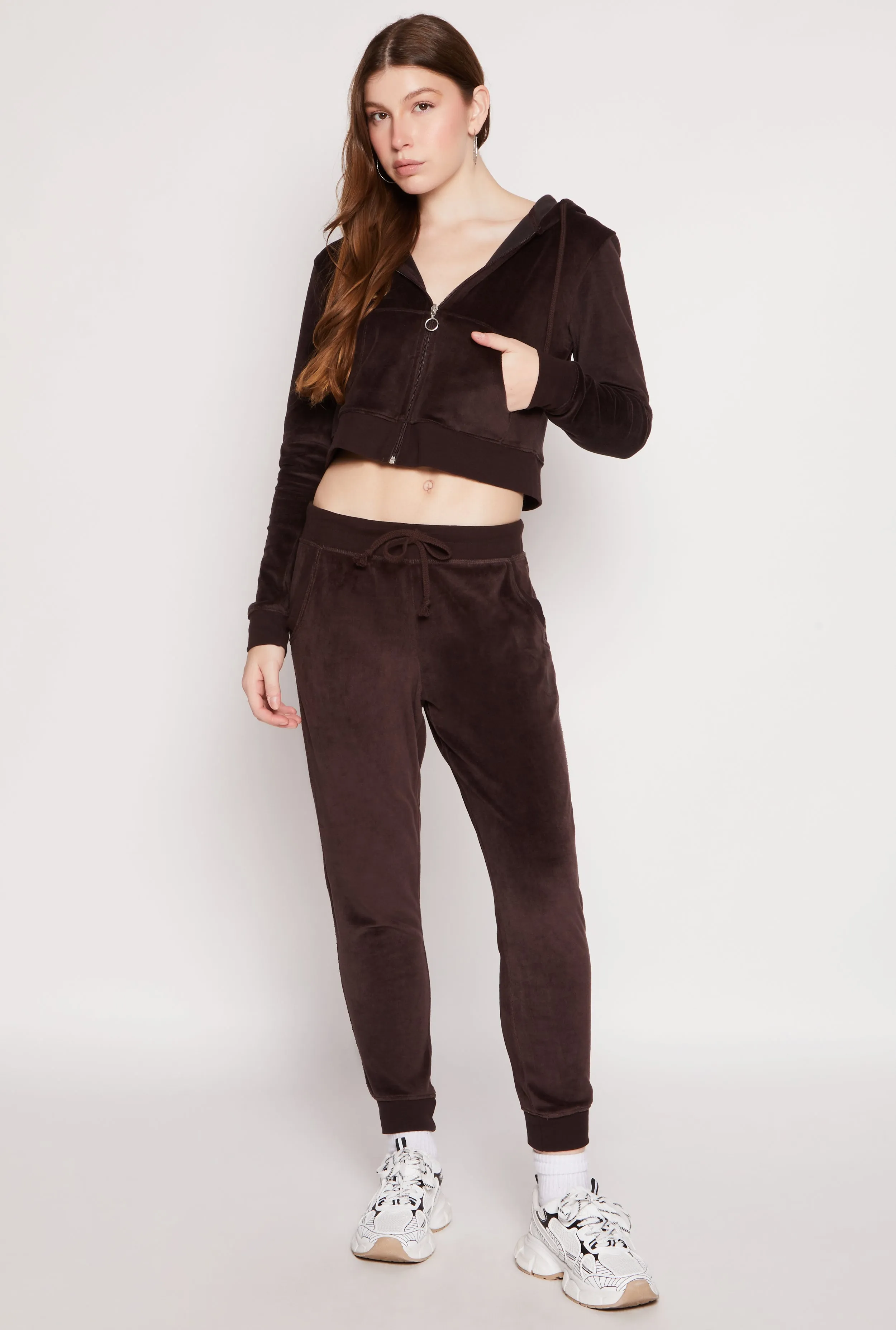 Velour Basic Zip Front Hoodie sold by Rainbow product image thumbnail 2