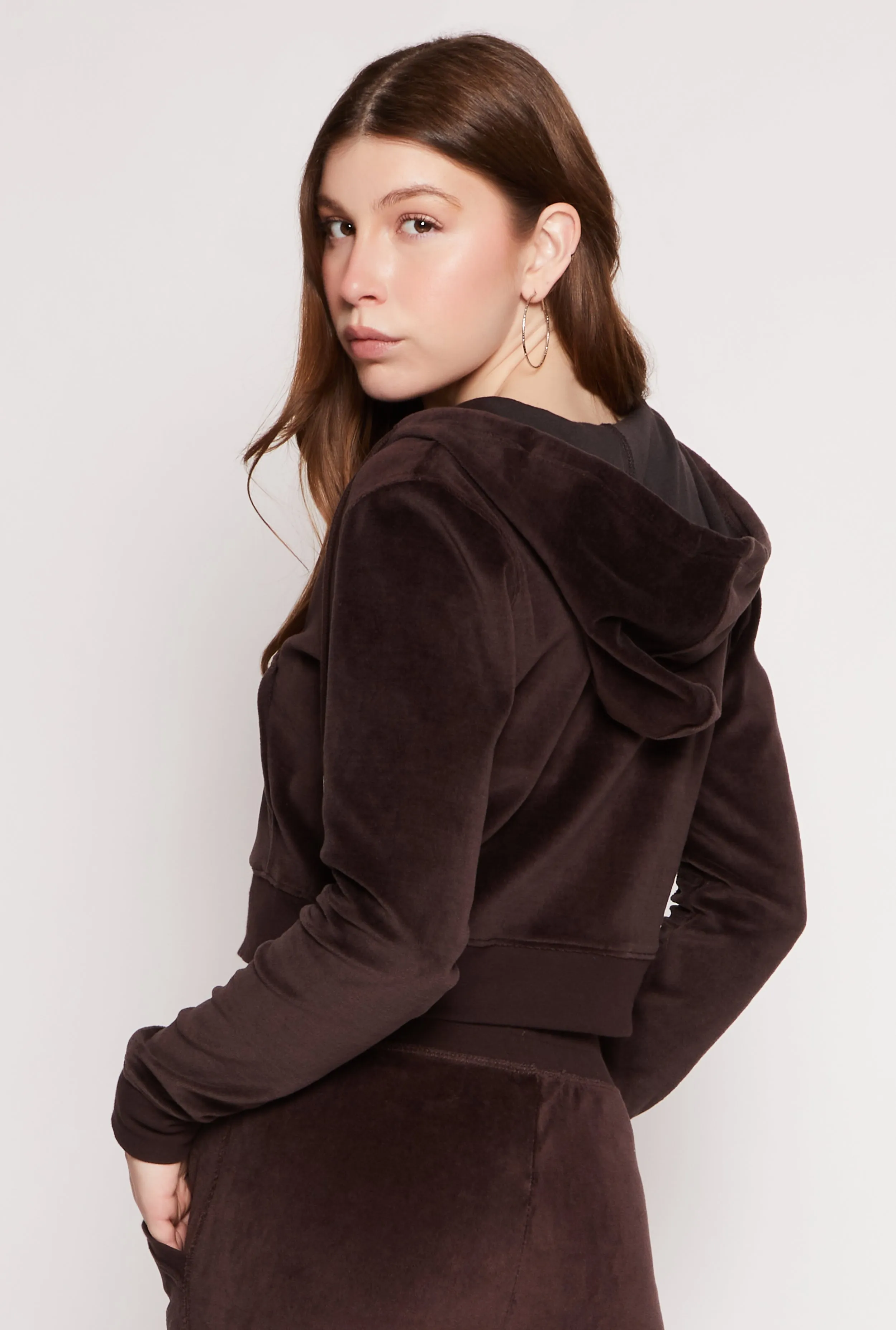Velour Basic Zip Front Hoodie sold by Rainbow product image thumbnail 3