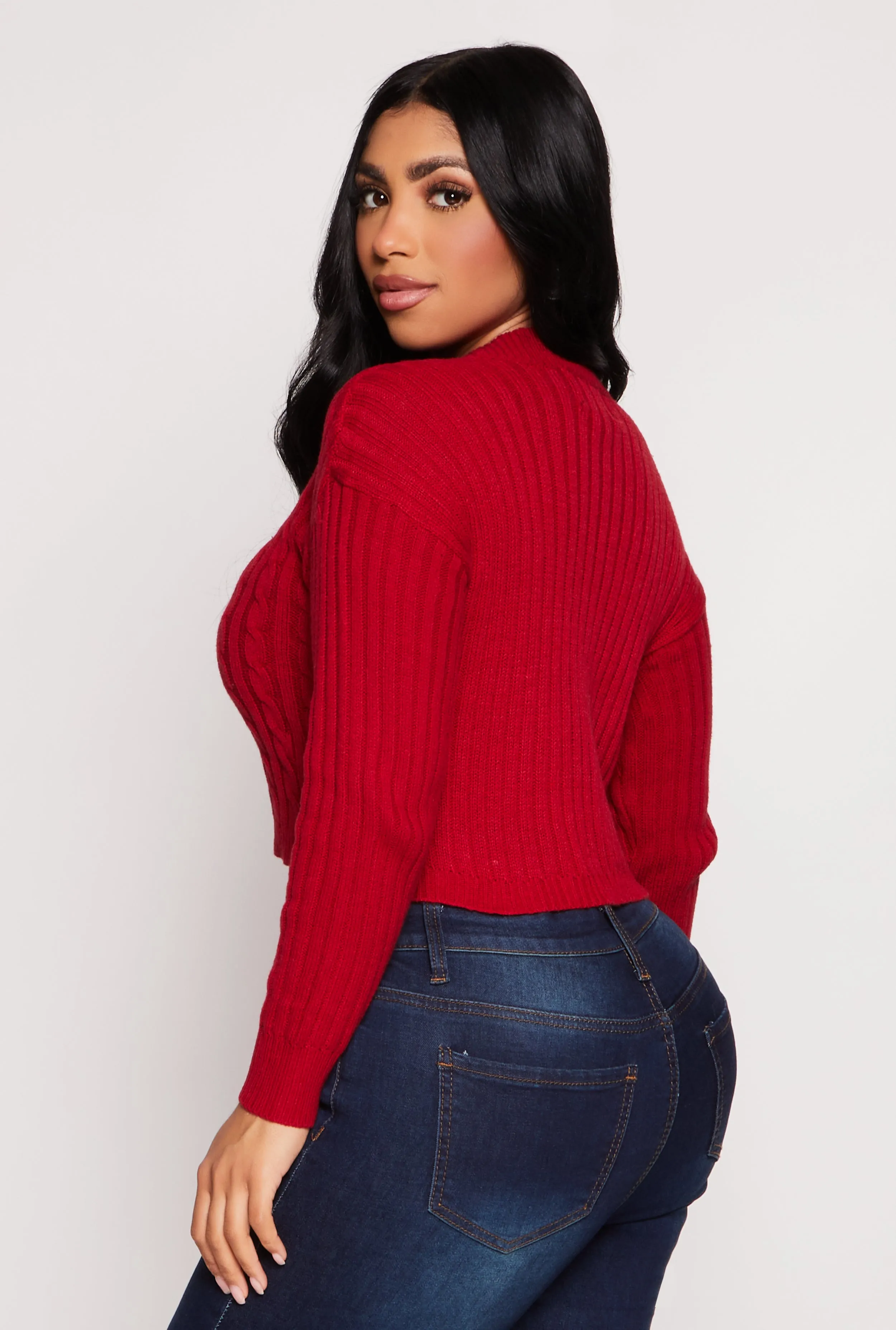 Cable Knit Cropped Cardigan sold by Rainbow product image thumbnail 3