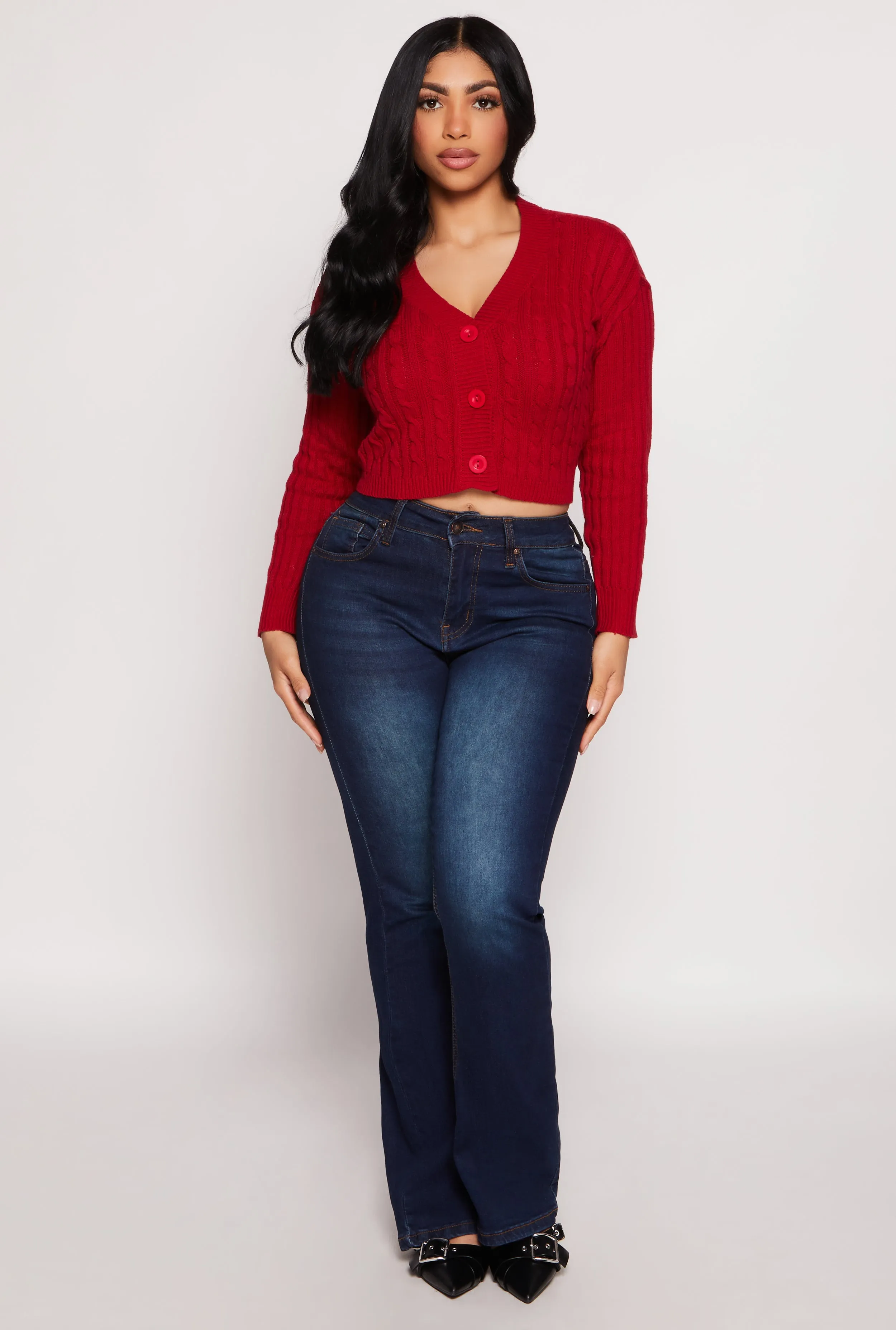 Cable Knit Cropped Cardigan sold by Rainbow product image thumbnail 2