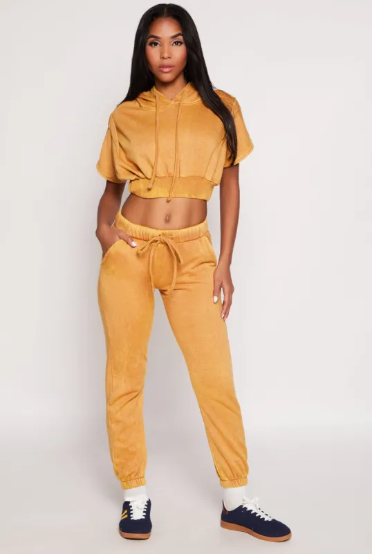 Acid Wash Fleece Drawstring Joggers sold by Rainbow