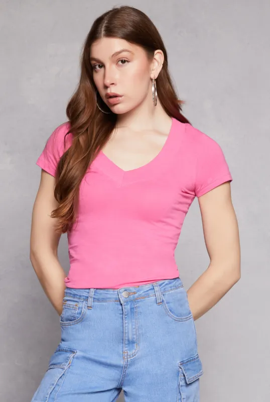 Short Sleeve V Neck T Shirt made by Ambiance