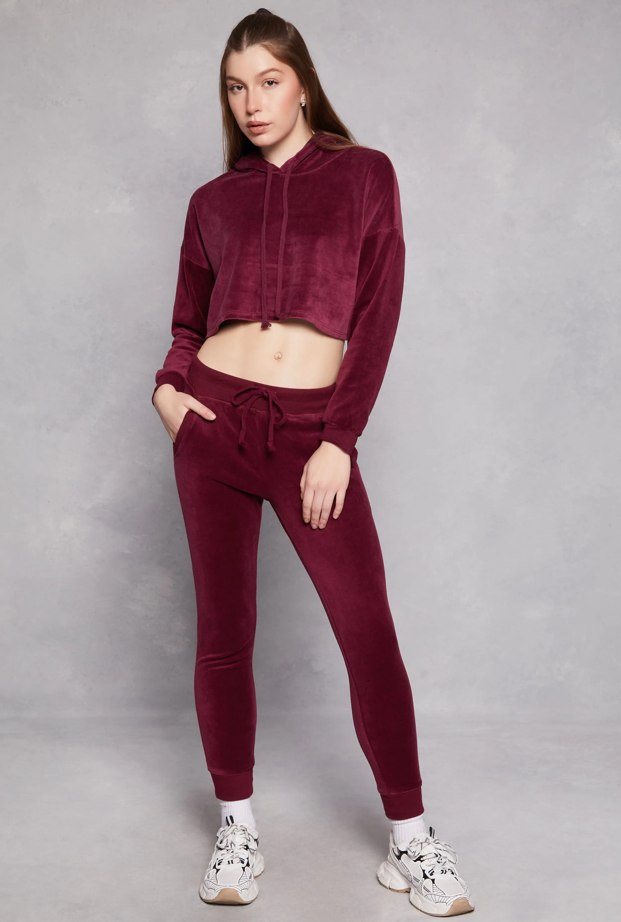 Velour Pullover Cropped Hoodie sold by Rainbow product image thumbnail 2