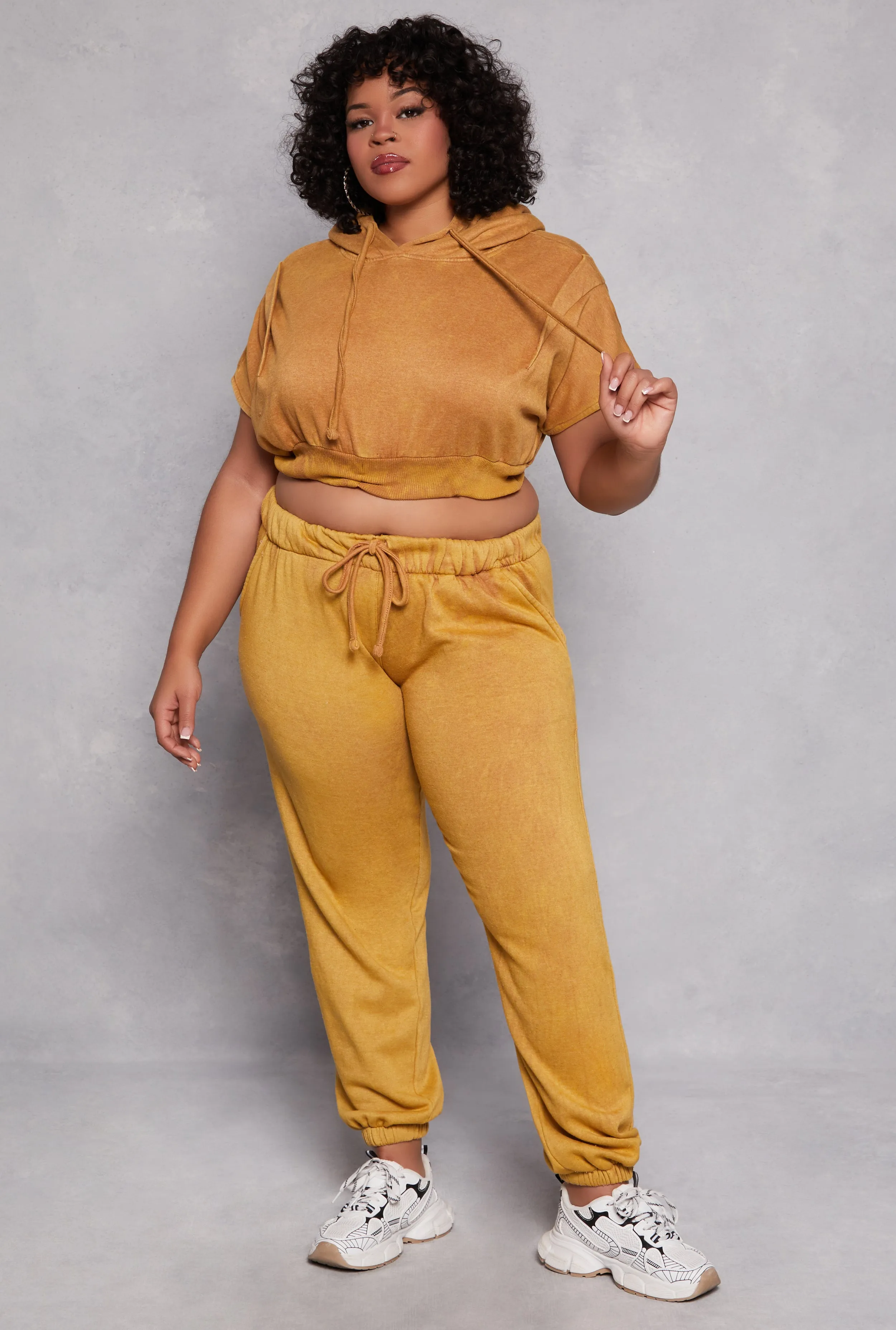 Plus Size Acid Wash High Waist Sweatpants sold by Rainbow