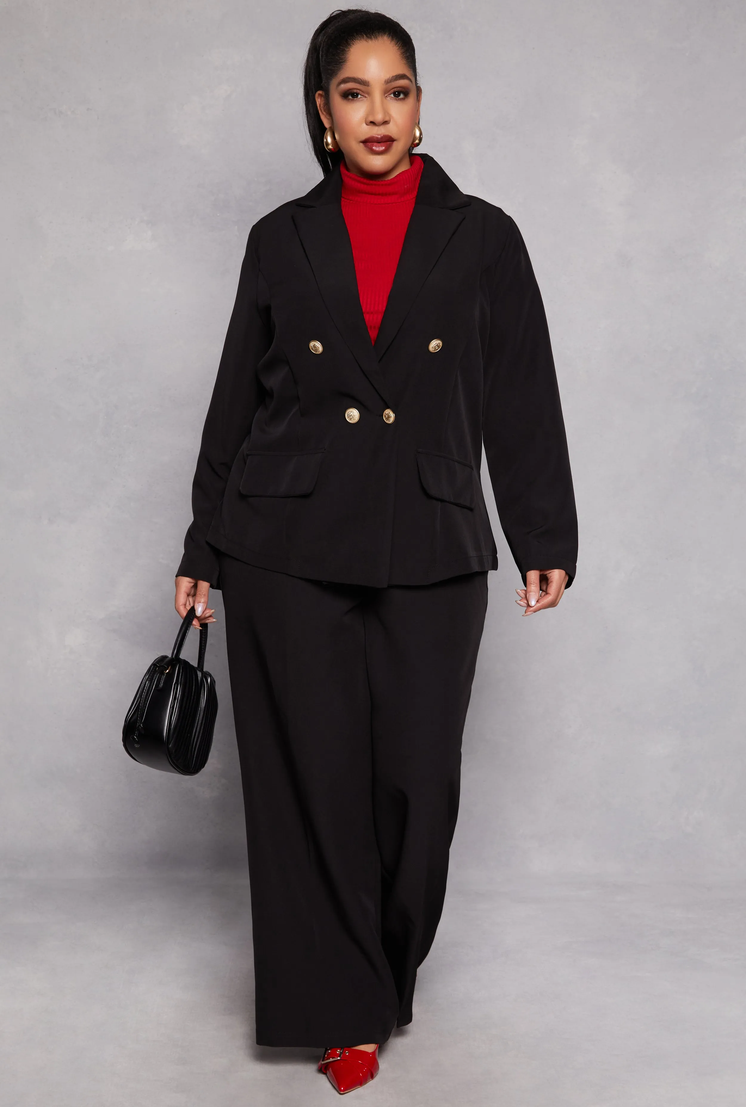 Plus Size Double Breasted Button Front Blazer sold by Rainbow product image thumbnail 2