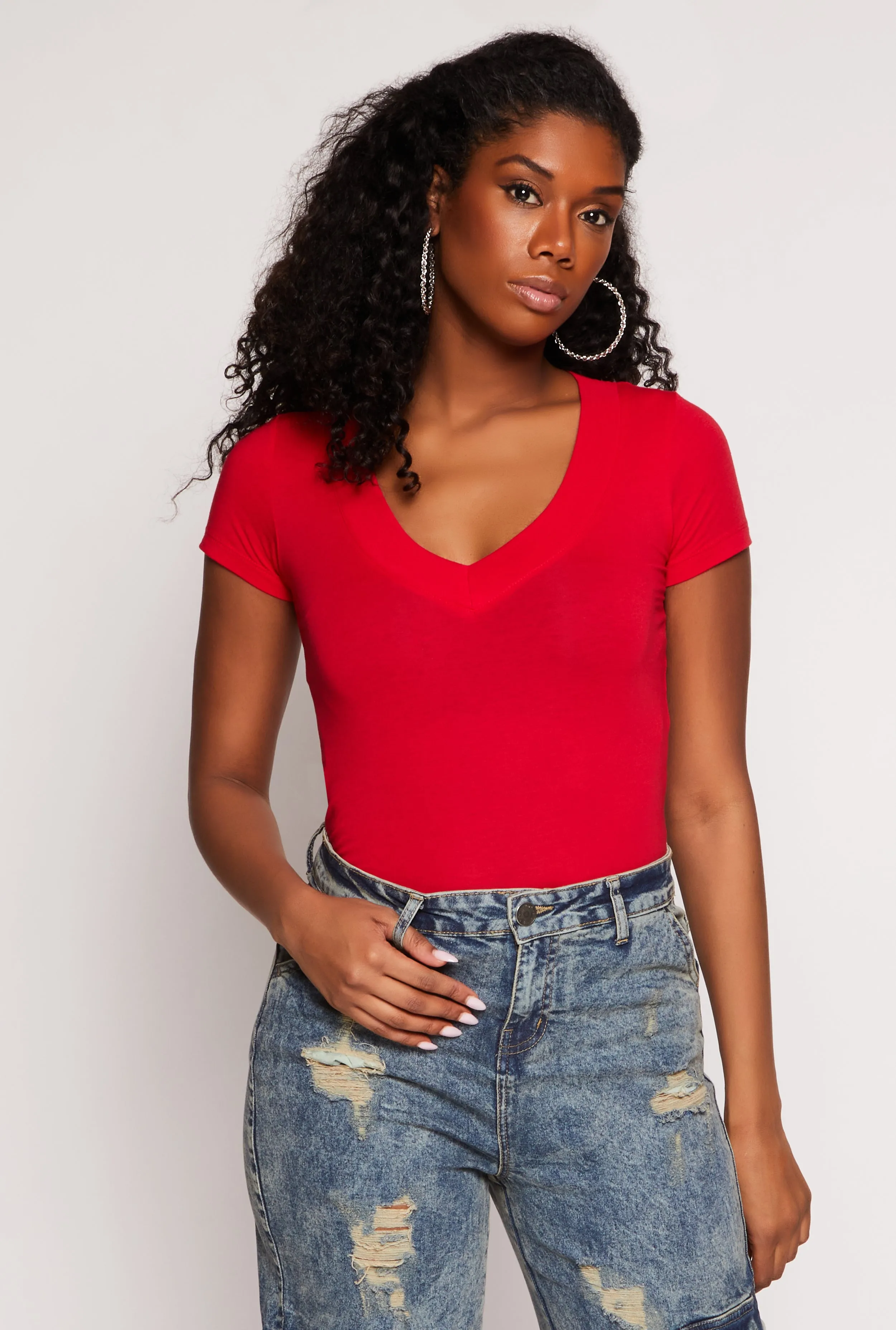 Short Sleeve V Neck T Shirt sold by Rainbow