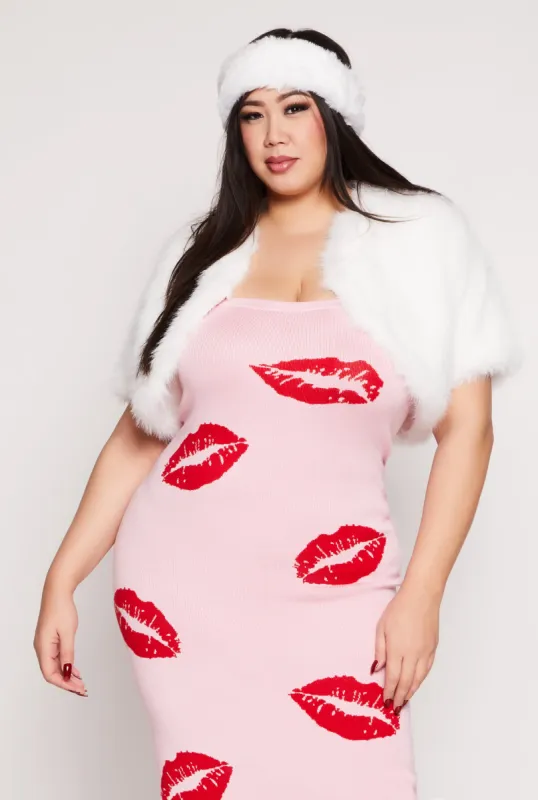 Plus Size Spoon Jeans Solid Faux Fur Bolero made by Rainbow