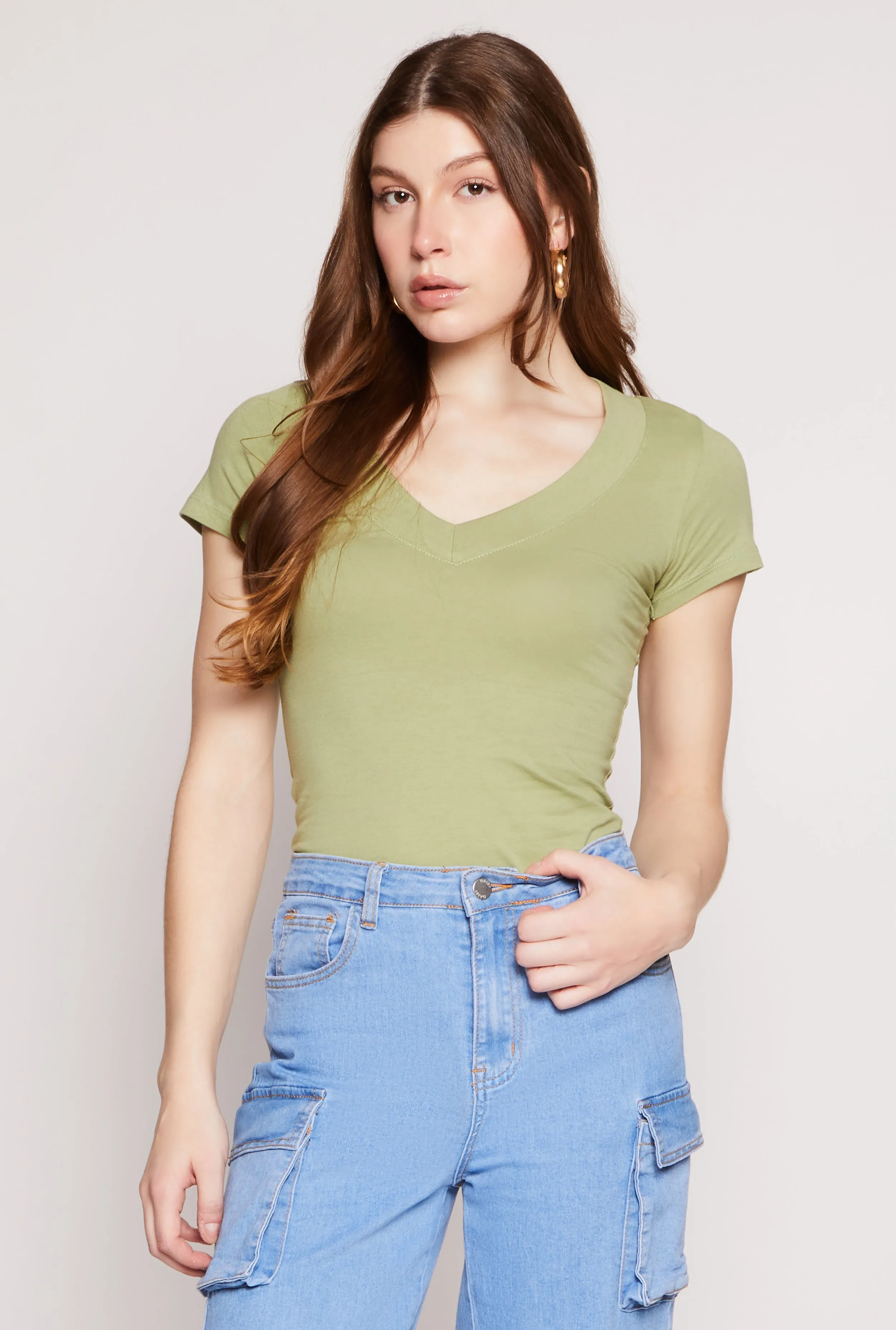 Short Sleeve V Neck T Shirt sold by Rainbow