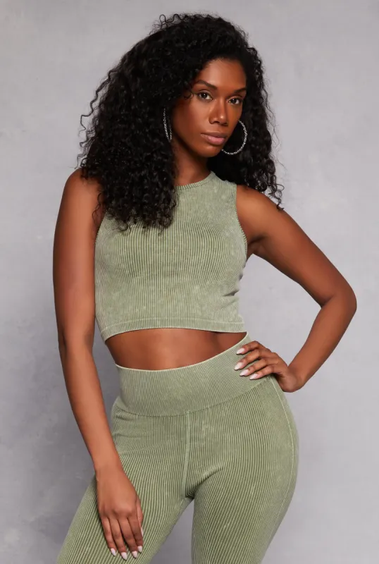Seamless Ribbed Knit Cropped Tank Top sold by Rainbow
