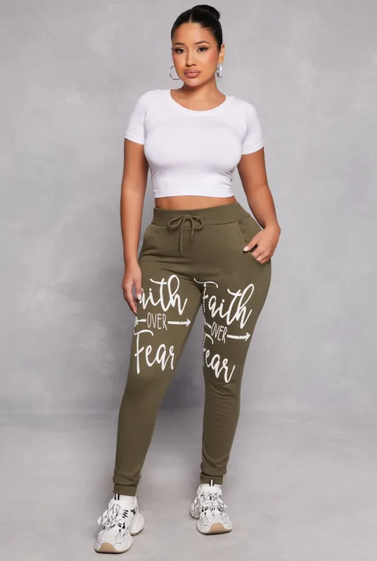 Faith Over Fear Joggers sold by Rainbow