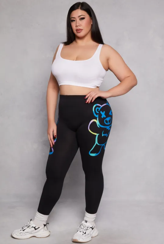 Plus Size Teddy Bear Graphic Leggings sold by Rainbow
