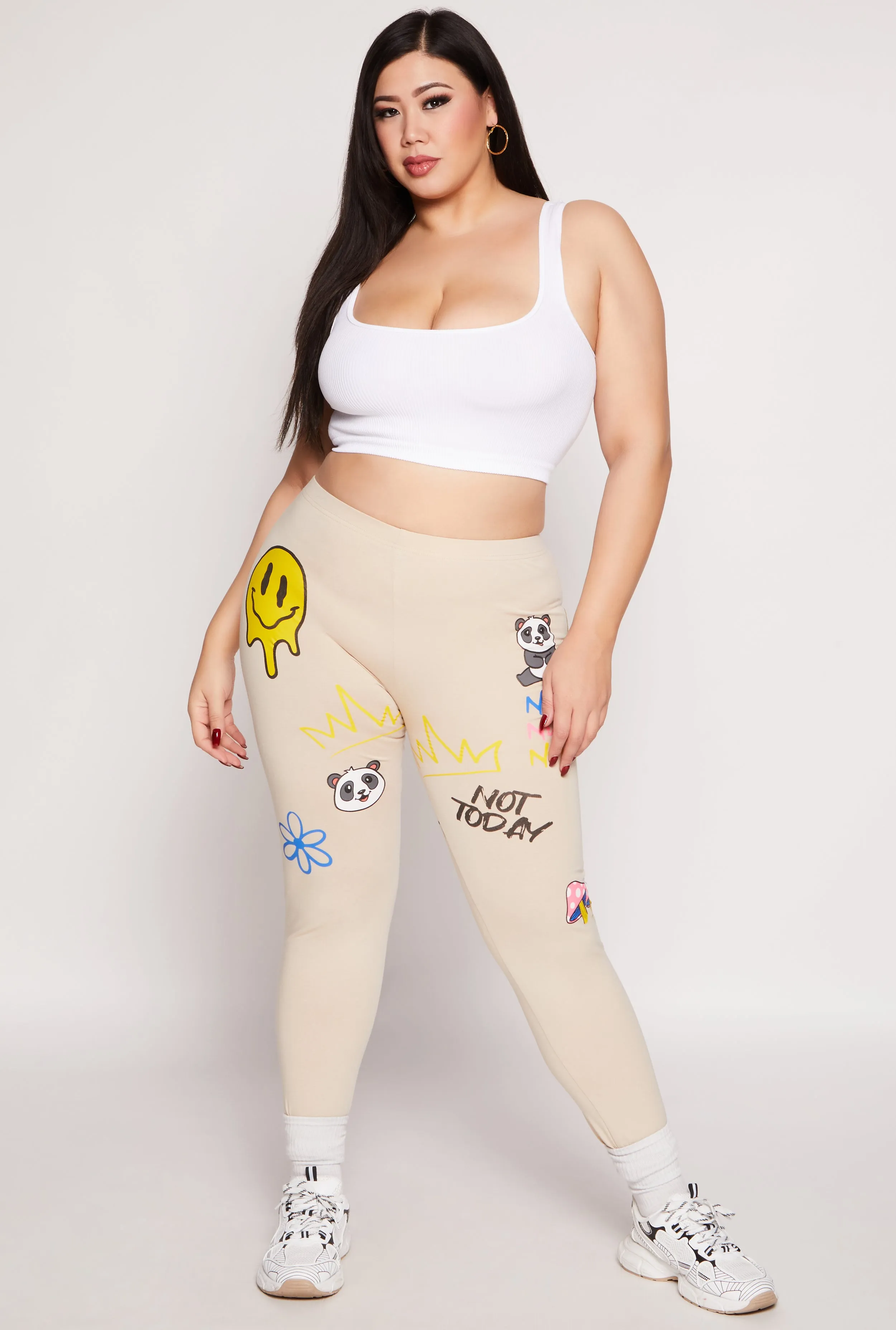 Plus Size Nope Not Today Graphic Leggings sold by Rainbow