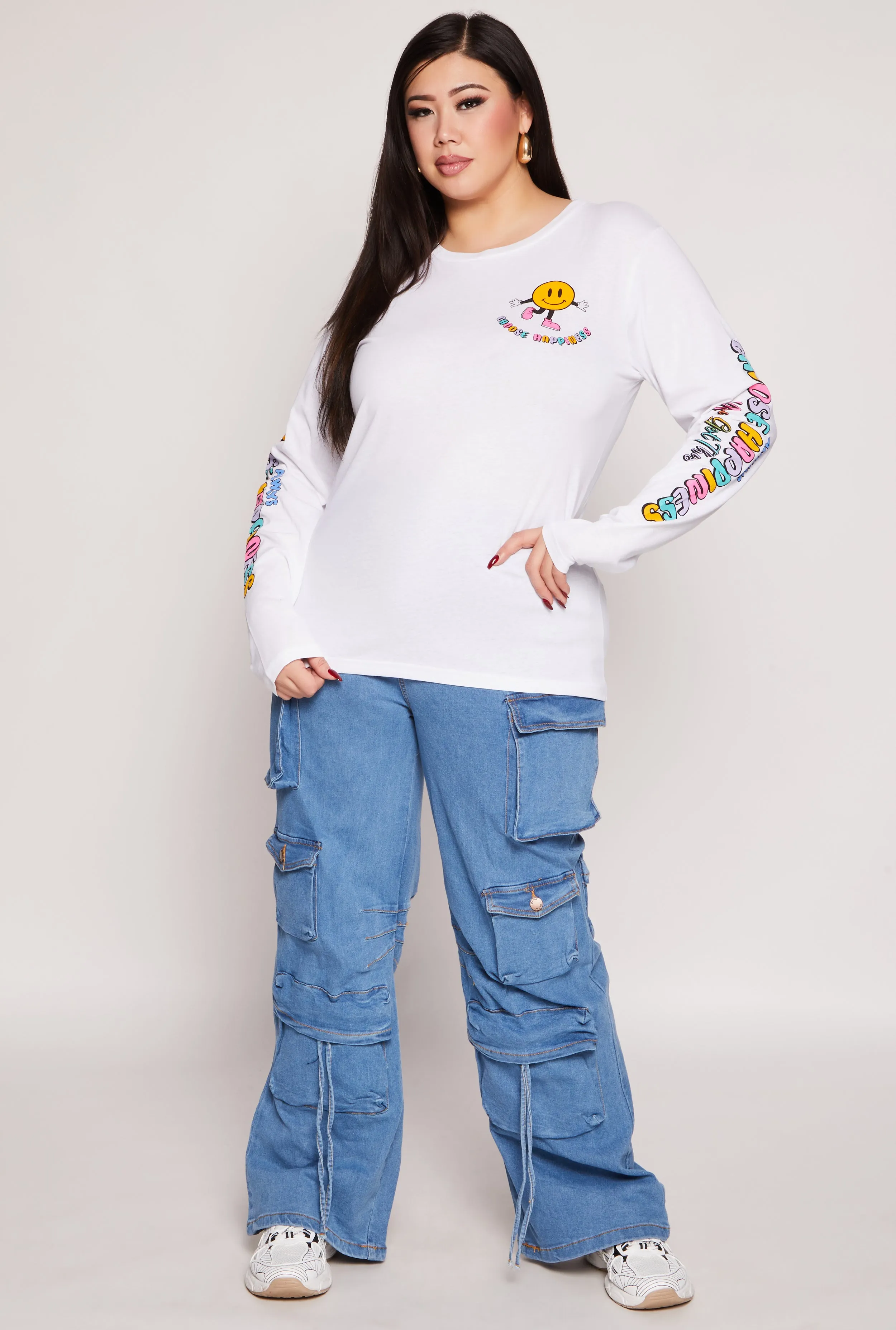 Plus Size Choose Happiness Smiley Face Graphic Tee sold by Rainbow product image thumbnail 2