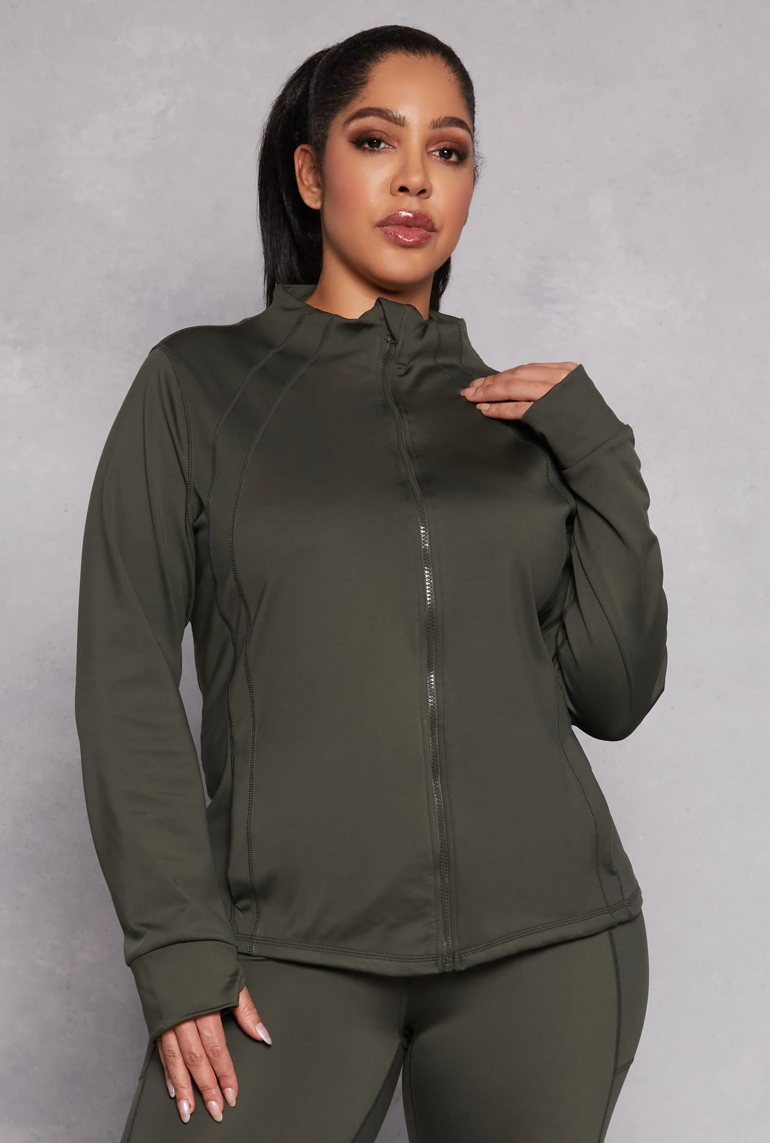 Plus Size Zip Front Active Track Jacket sold by Rainbow