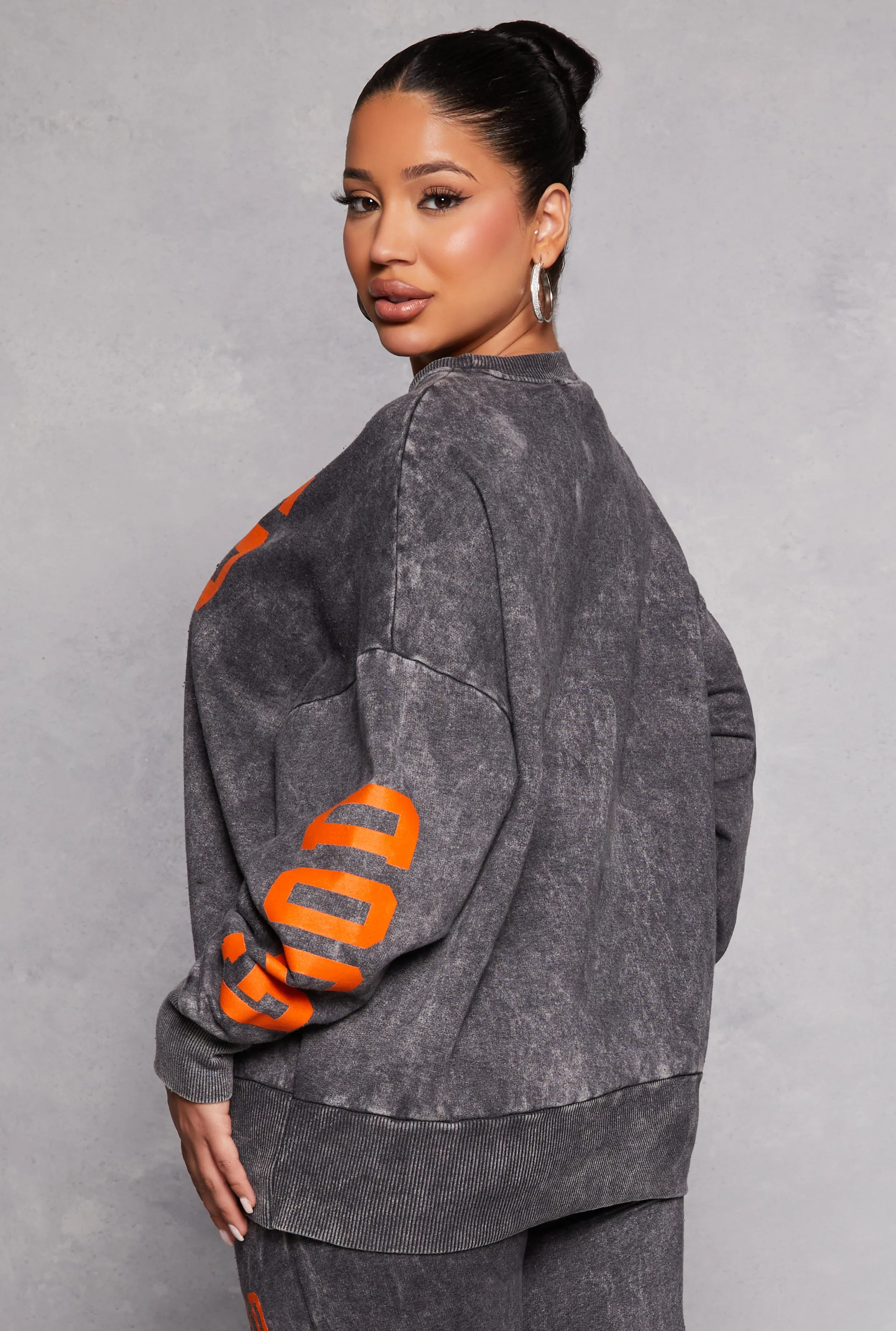 Acid Wash Good Vibes Only Sweatshirt sold by Rainbow product image thumbnail 3