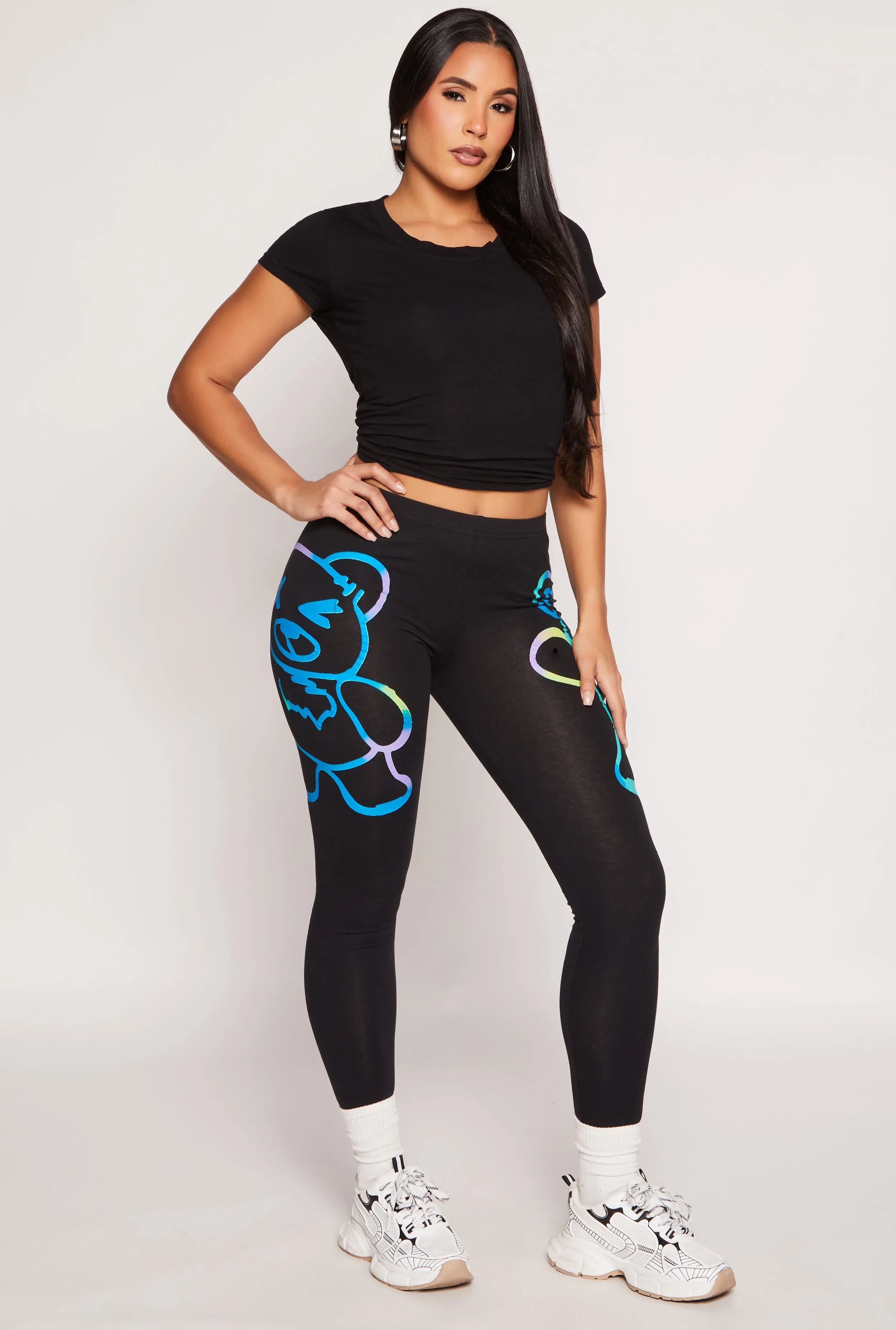 Teddy Bear Side Print Leggings sold by Rainbow
