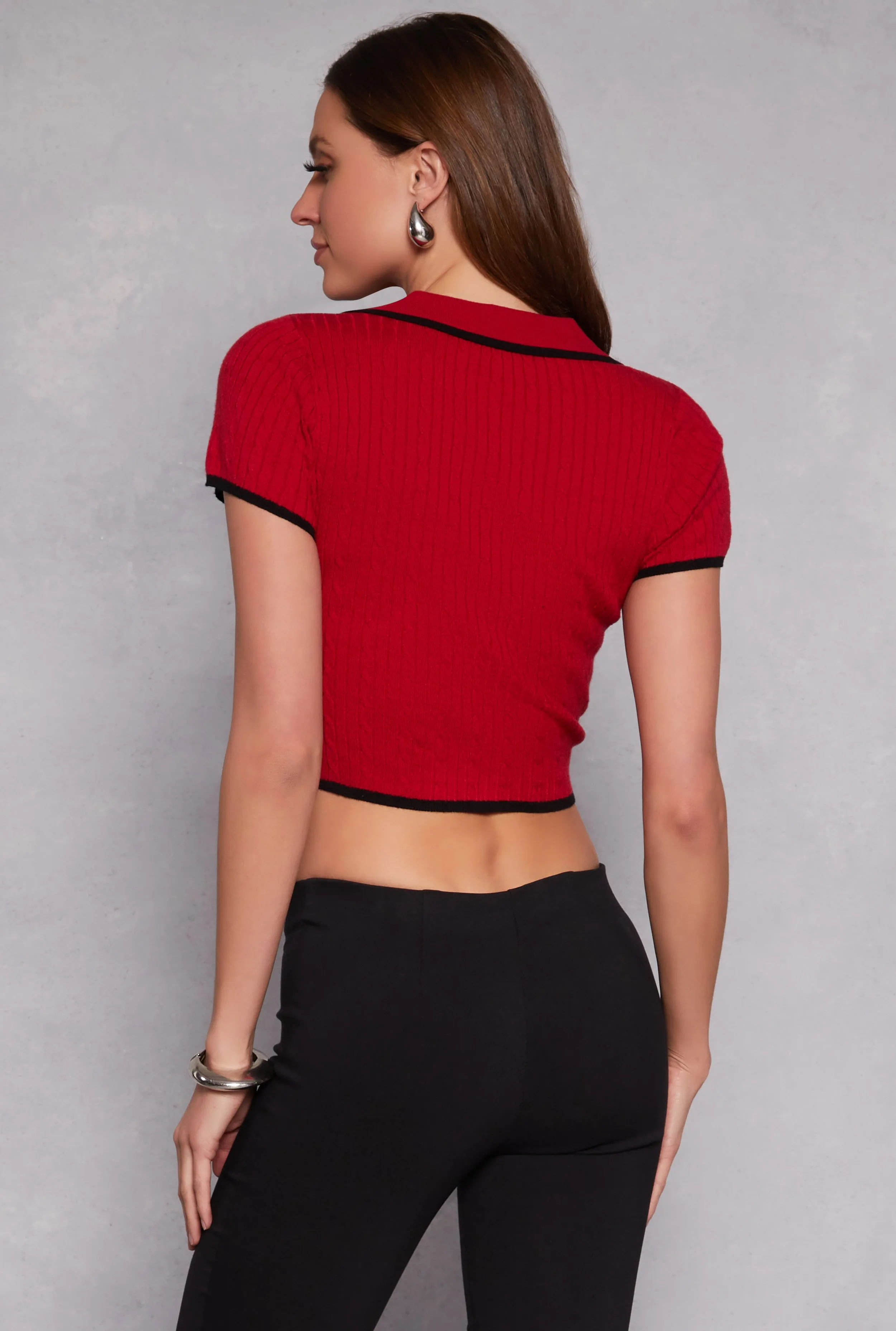 Iris Contrast Trim Polo Crop Top sold by Rainbow product image thumbnail 3
