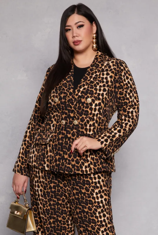 Plus Size Double Breasted Button Front Blazer sold by Rainbow